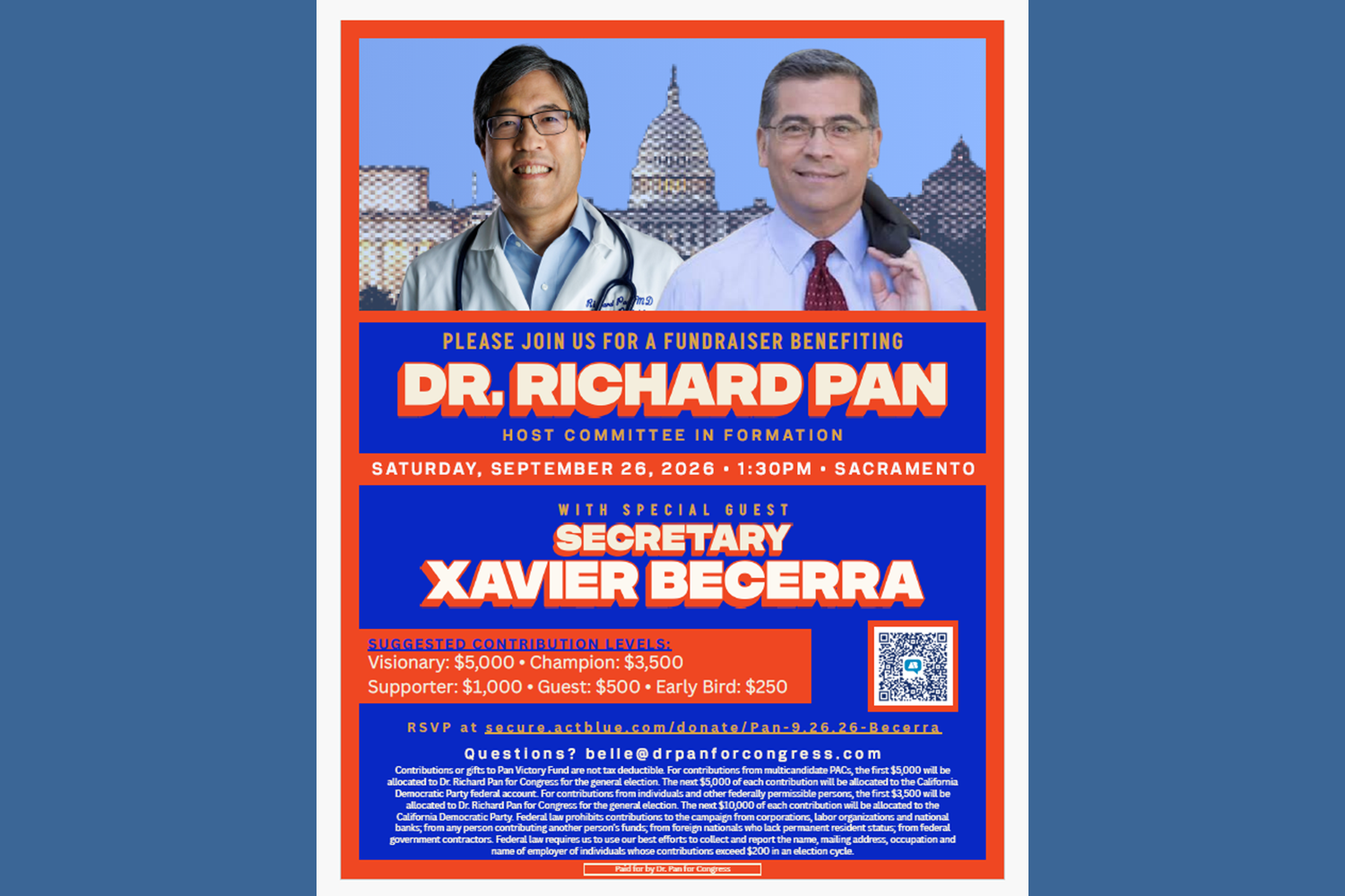 Secretary Xavier Becerra Supports Dr. Richard Pan