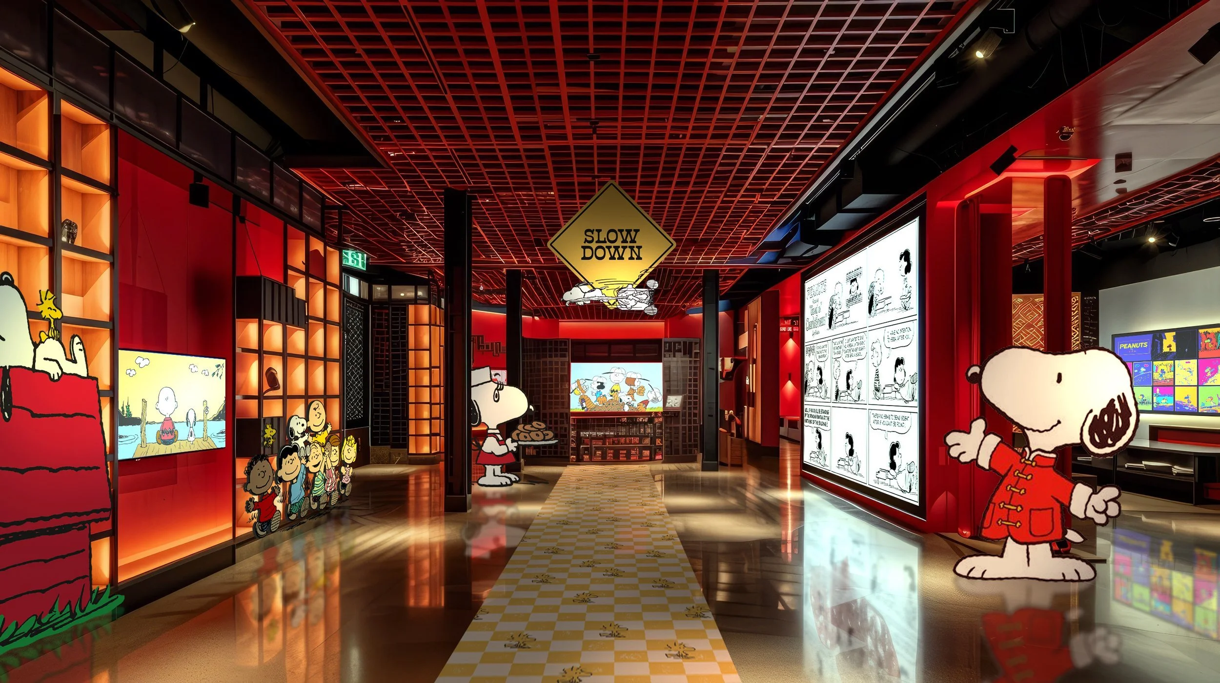 Themed merchandise and retail environment design integrating brand identity, spatial storytelling, and curated product display