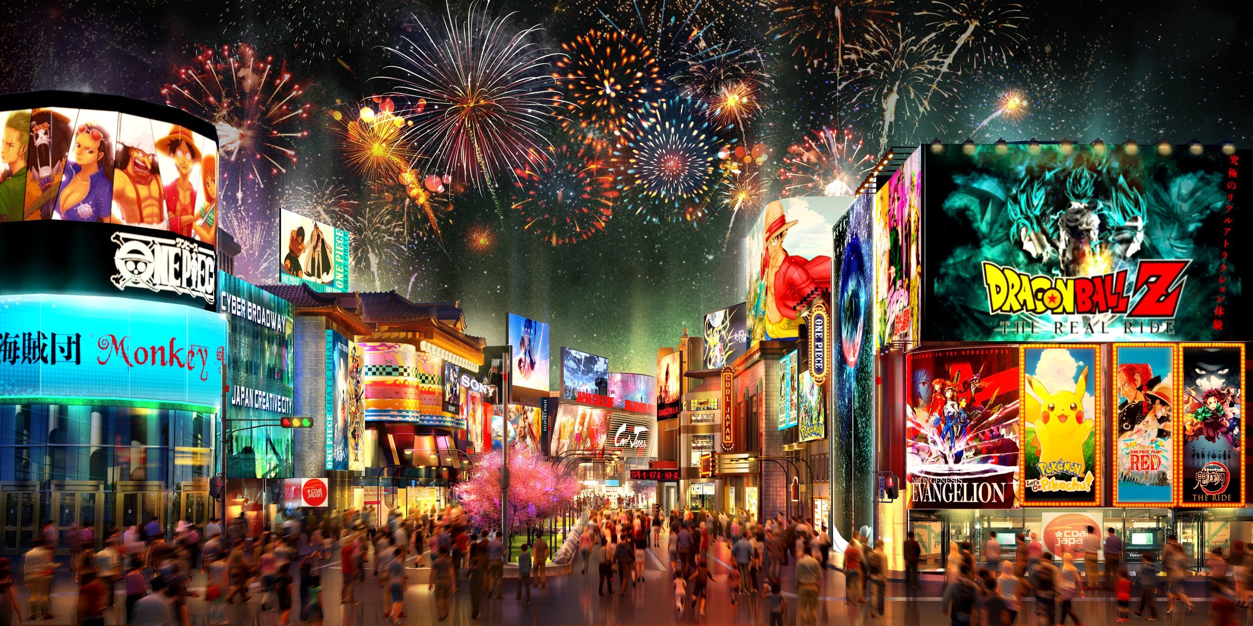 Daytime view of the Neo-Japan intellectual property city-walk experience showcasing architectural detail, environmental design, and continuous guest exploration