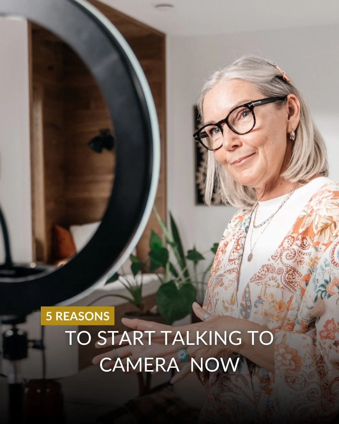 There are SO many more reasons to start talking to camera.

Future opportunities to speak. Launch webinars. Create courses. Be seen as the expert you already are.
The confidence boost alone is life-changing.
 When you do something that used to terrif