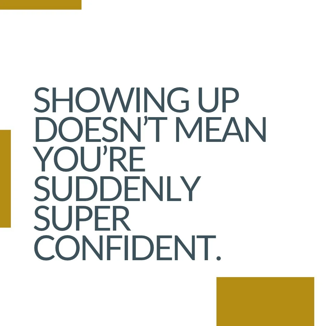 It's more of a courage thing.🫣

I think we often look at people who are posting regularly, sharing their faces, their videos, their podcasts, their offers, and think, "Wow, they must be oozing confidence!"

But that's not always the case.
