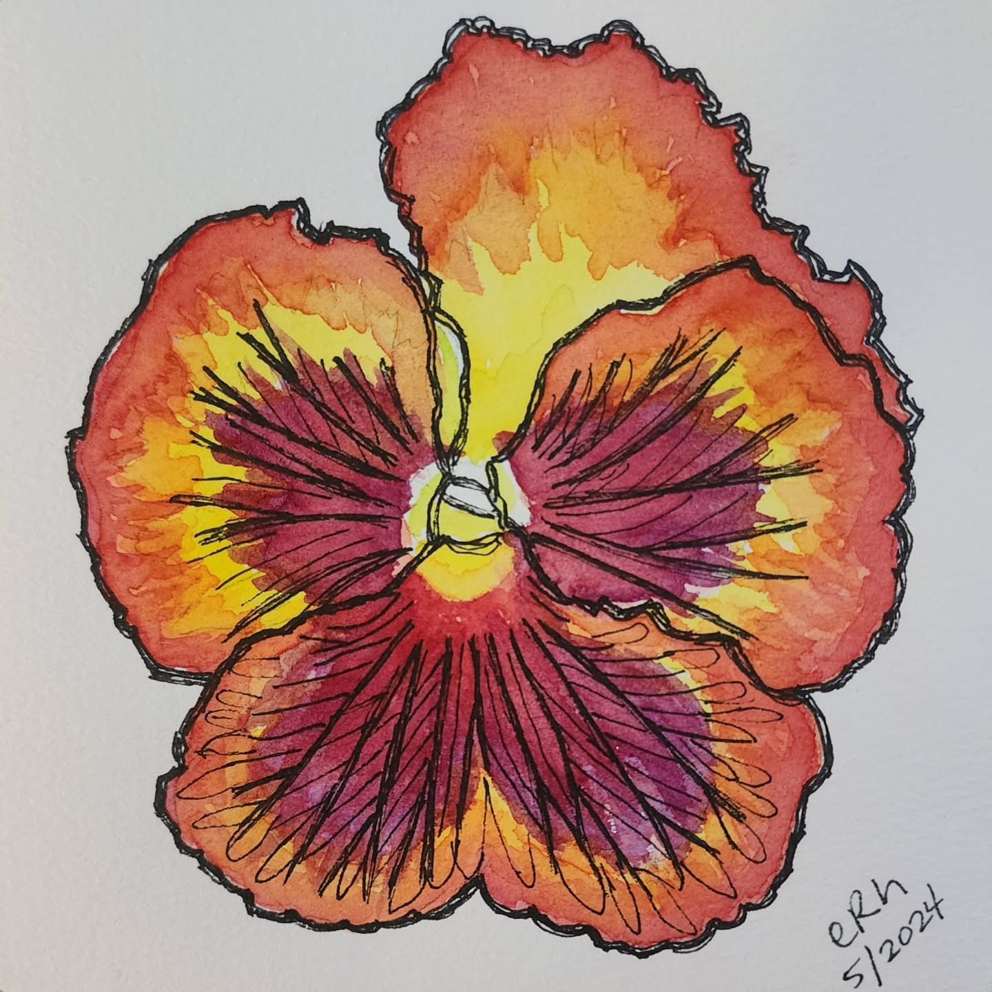 Catching up on a glut of paintings after a medical scare had me hospitalized at the end of May - but thankfully I brought along my travel paint kit, so once I was stabilized I was able to spend a little bit of time creating a small garden in the room