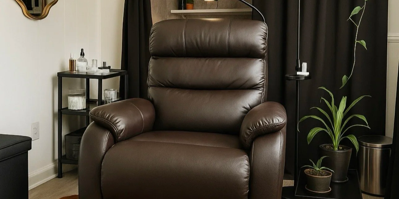 Comfortable luxury lash extension bed and private treatment room at Flaunt and Flutter Lashery studio in York PA