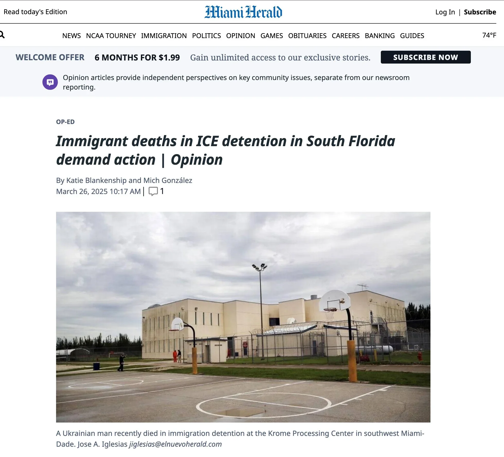 Katie Blankenship and Mich González in the Miami Herald