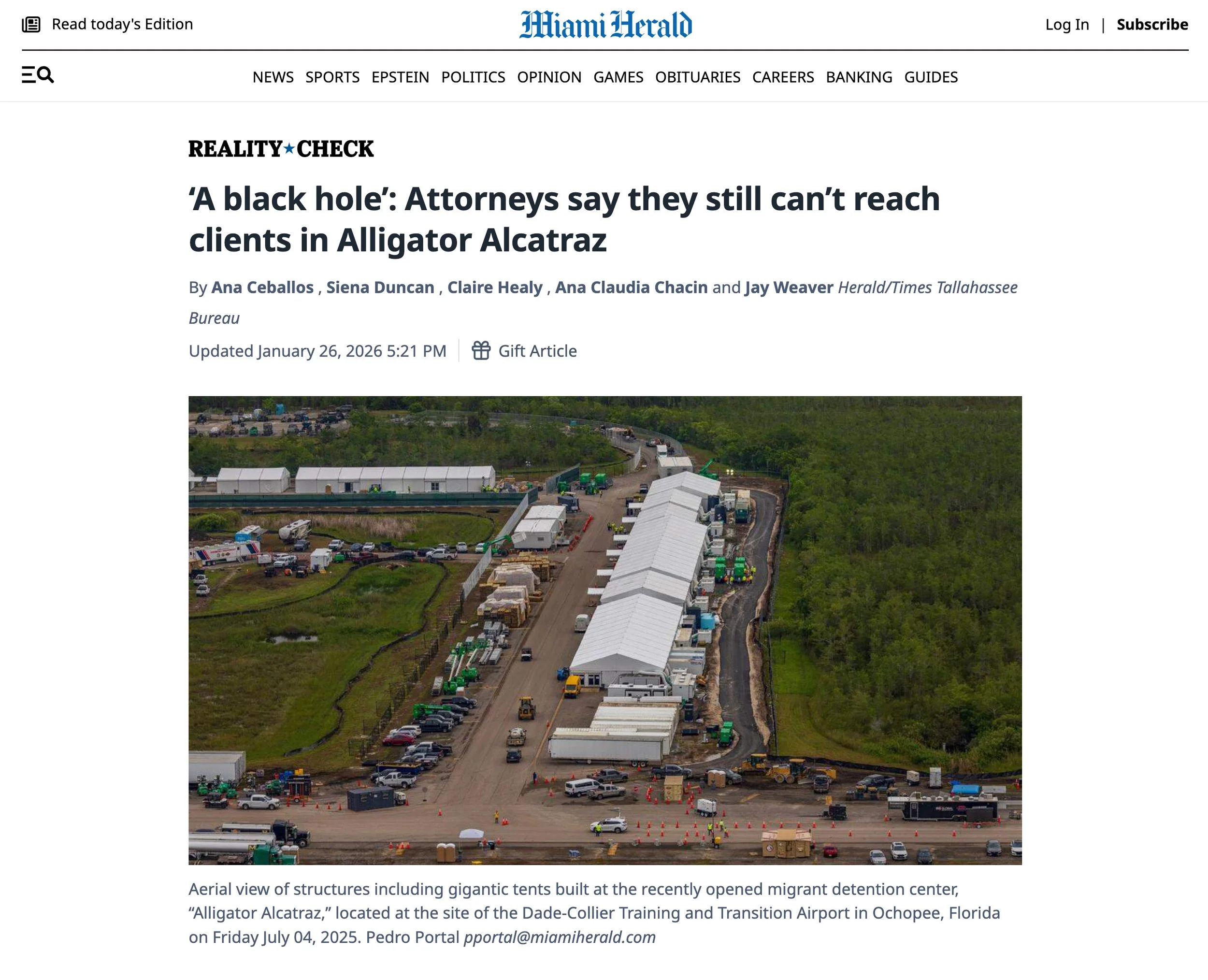 A black hole’: Attorneys say they still can’t reach clients in Alligator Alcatraz | Miami Herald