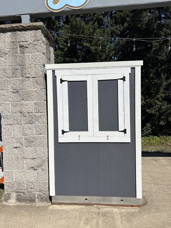 Ticket booth shed I added Small barn style doors to for Lakeridge high school