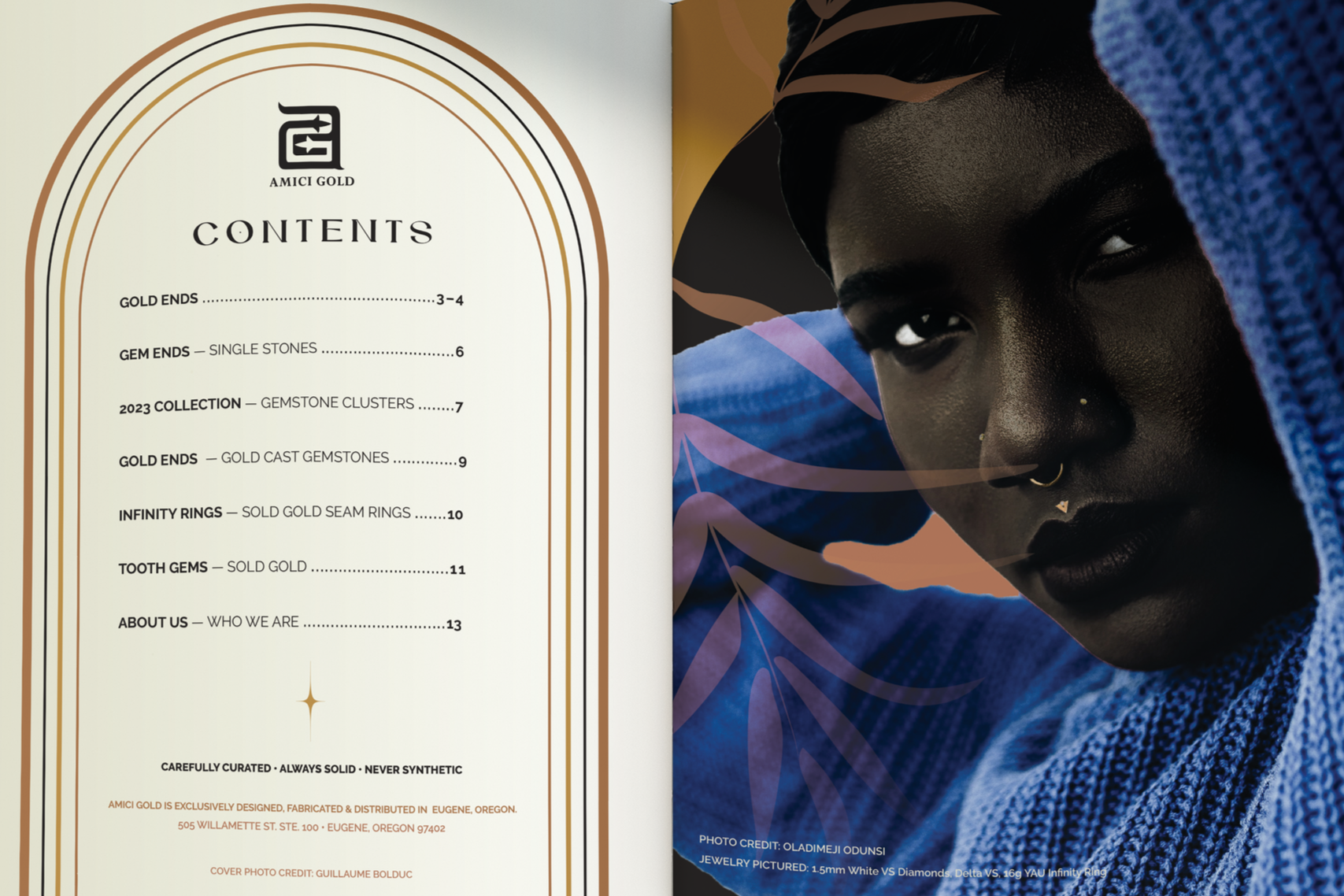 Table of Contents of Amici Gold catalog