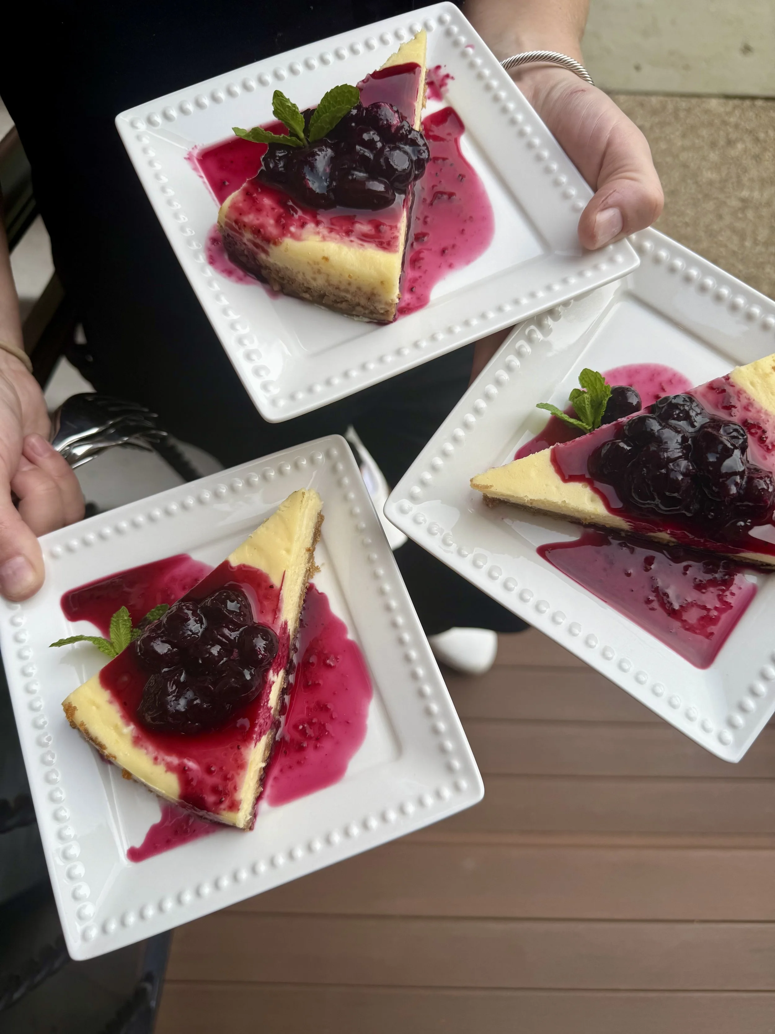 Homemade Cheesecake with Blueberry Compote