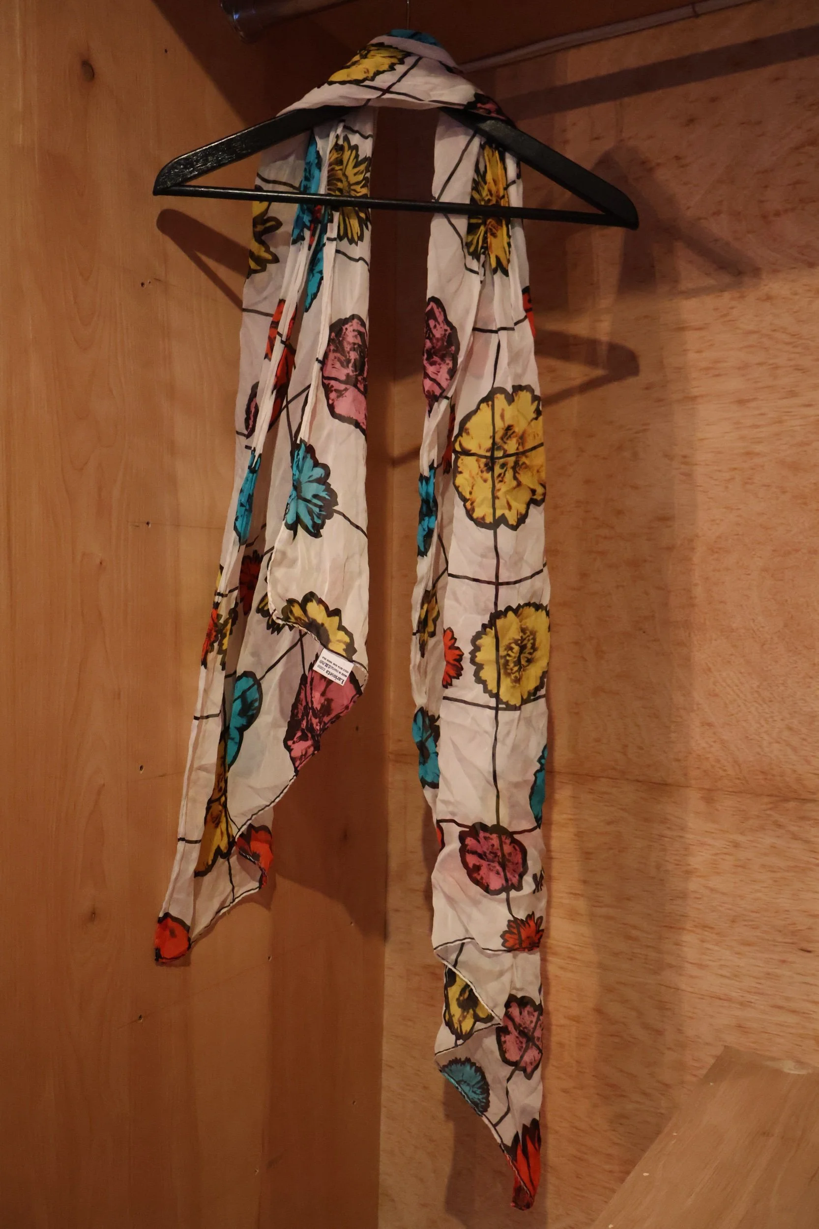 100% Silk Moschino Pop Art White Scarf