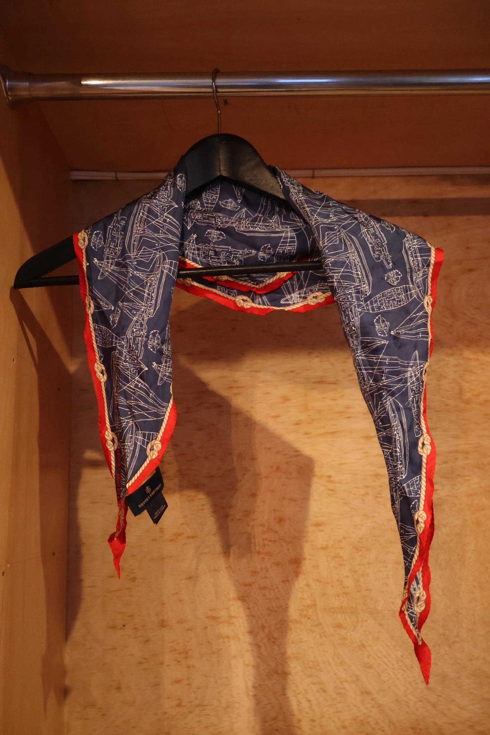 100% Silk Red, White & Blue Nautical Scarf