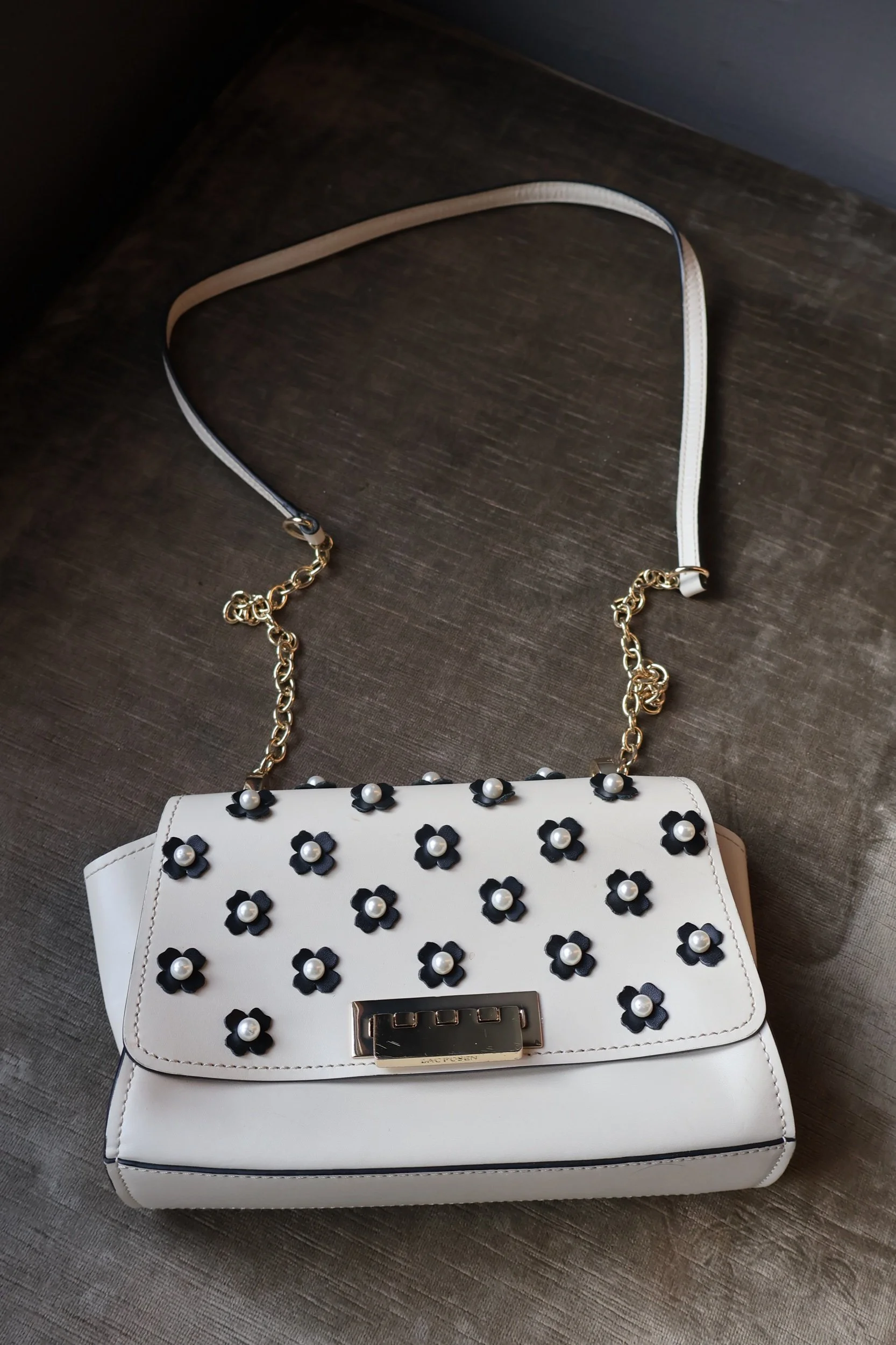 Zac Posen Cream & Pearl Floral Purse