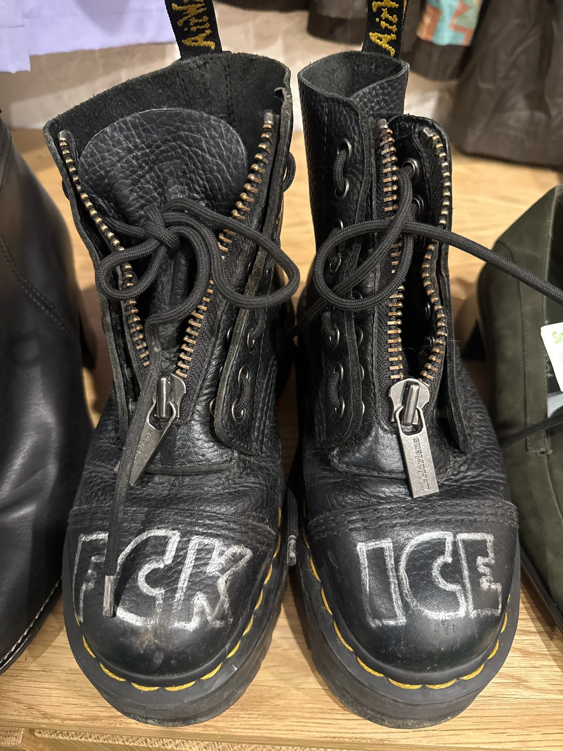 Size 6 customized combat boots