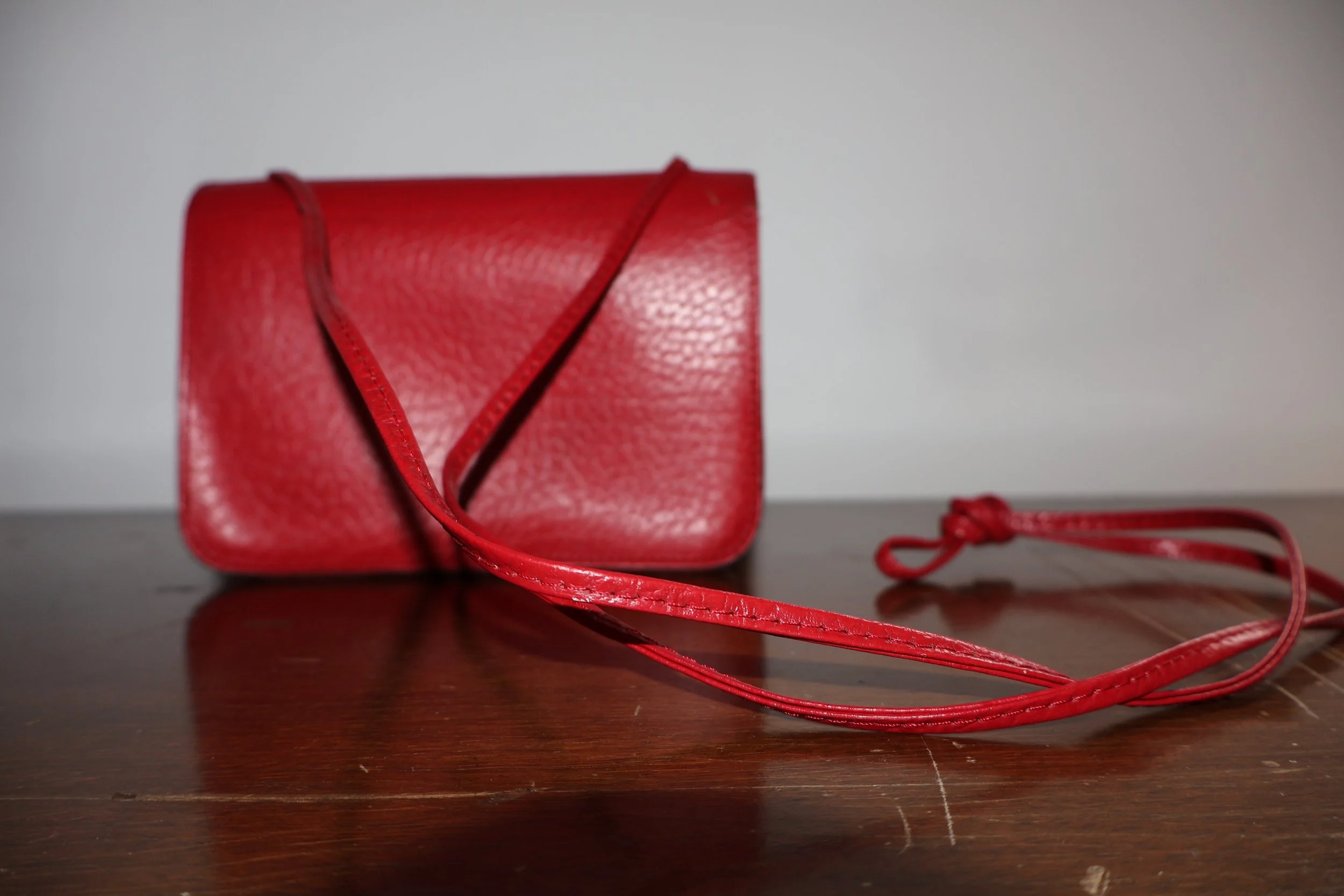 Italian red leather concert bag