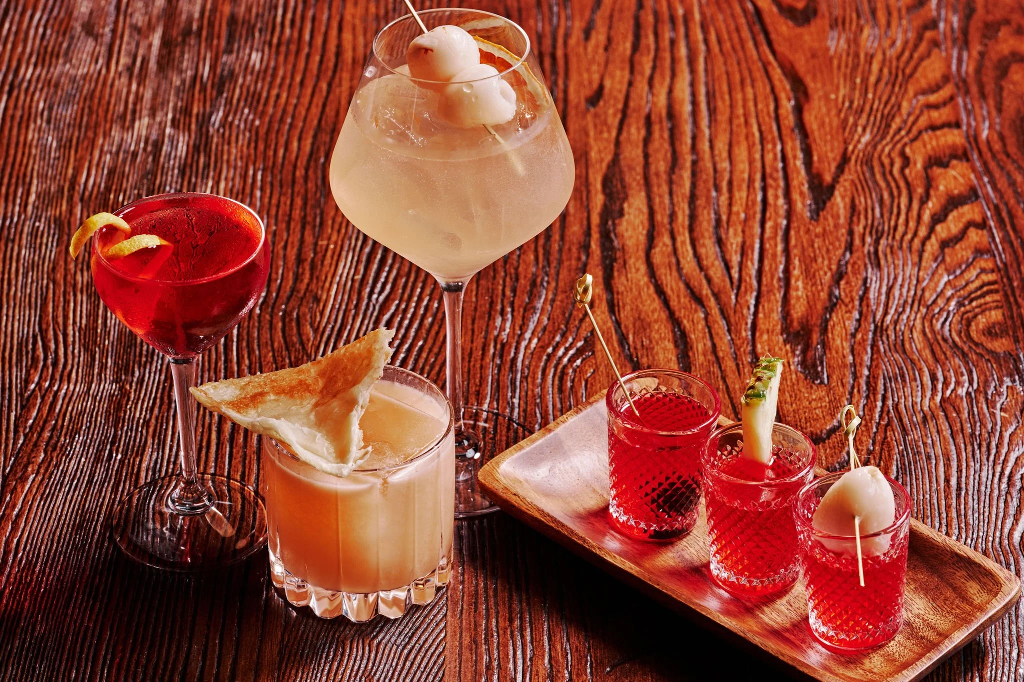 pink lotus cocktail spread