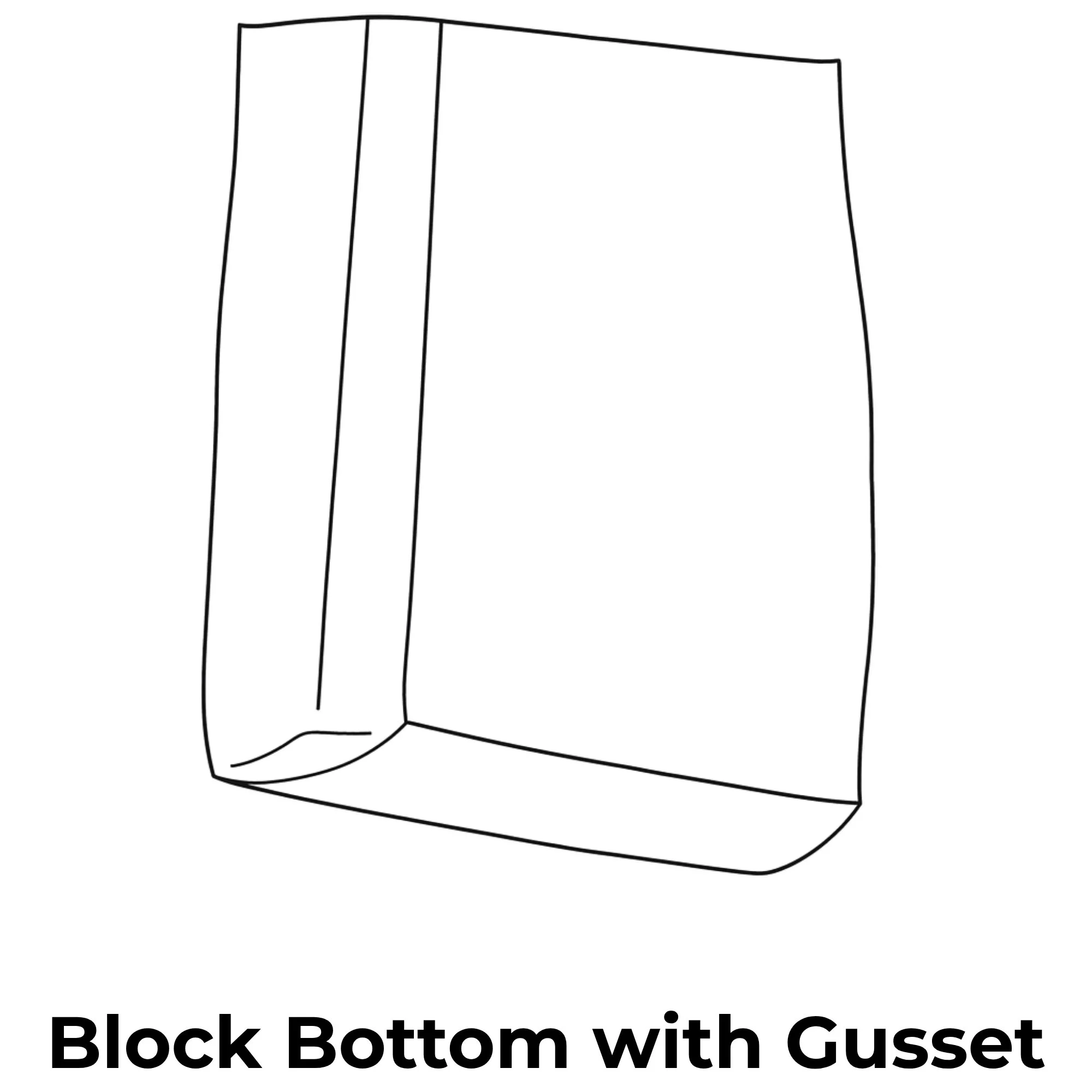 Drawing of woven polypropylene bag with a block bottom and gusset body.
