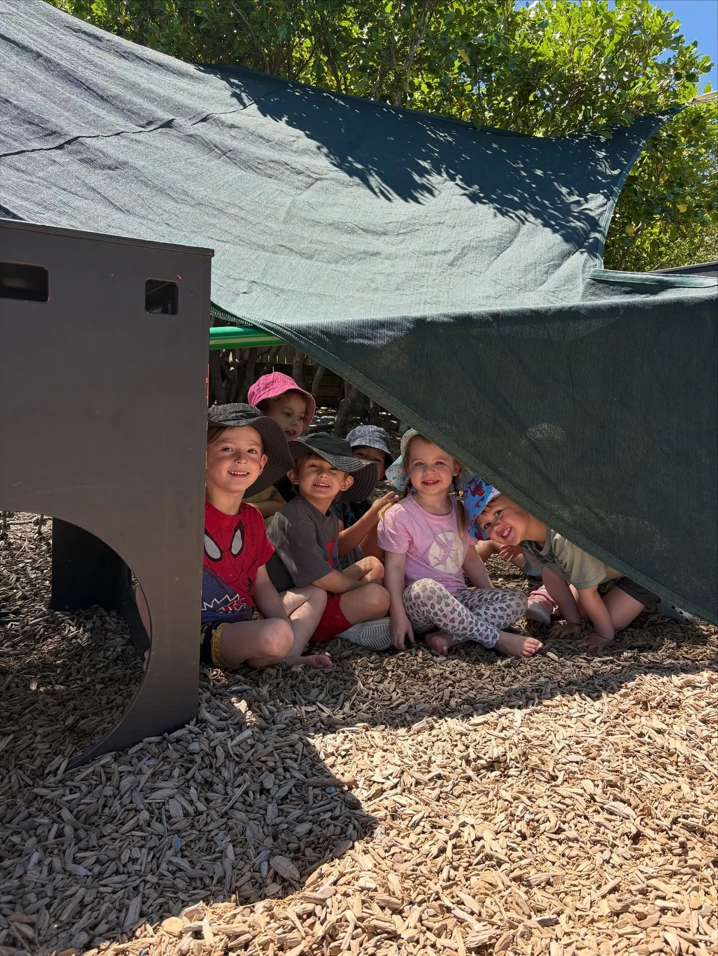 It&rsquo;s that time of year again! ☀️ The sun is out and it is warming up! Mikey has been busy putting up a couple of our shade sails up today over the playground with more going up soon. A few children took the opportunity to use this one as a hut 