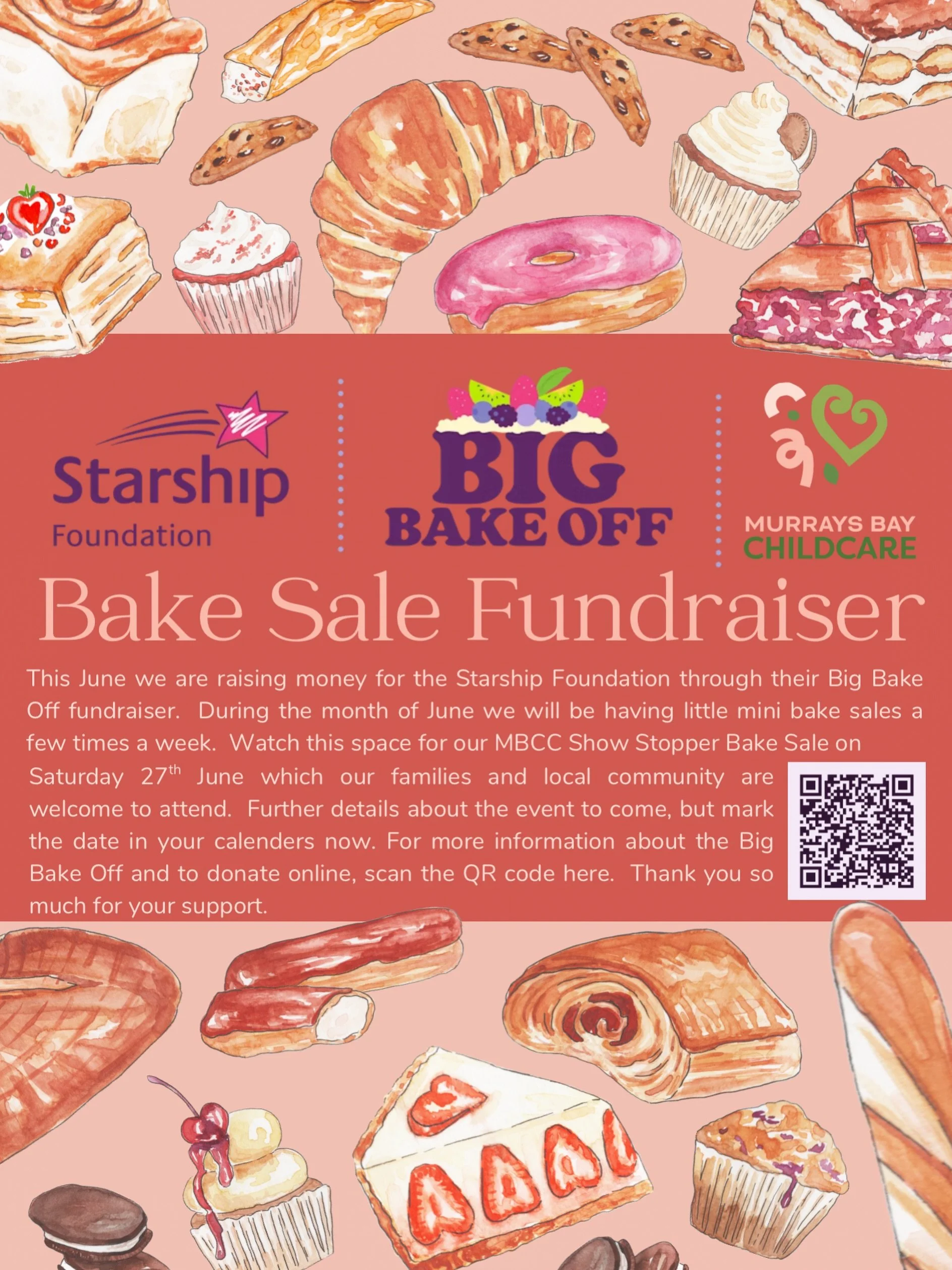 Tomorrow we kick off our Big Bake Off 🧑&zwj;🍳 with Zakia&rsquo;s Peppermint Crisp Biscuit. This will be available to purchase at the end of the day with a koha to the Starship Foundation. 

Thanks to our families who have contributed recipes to our