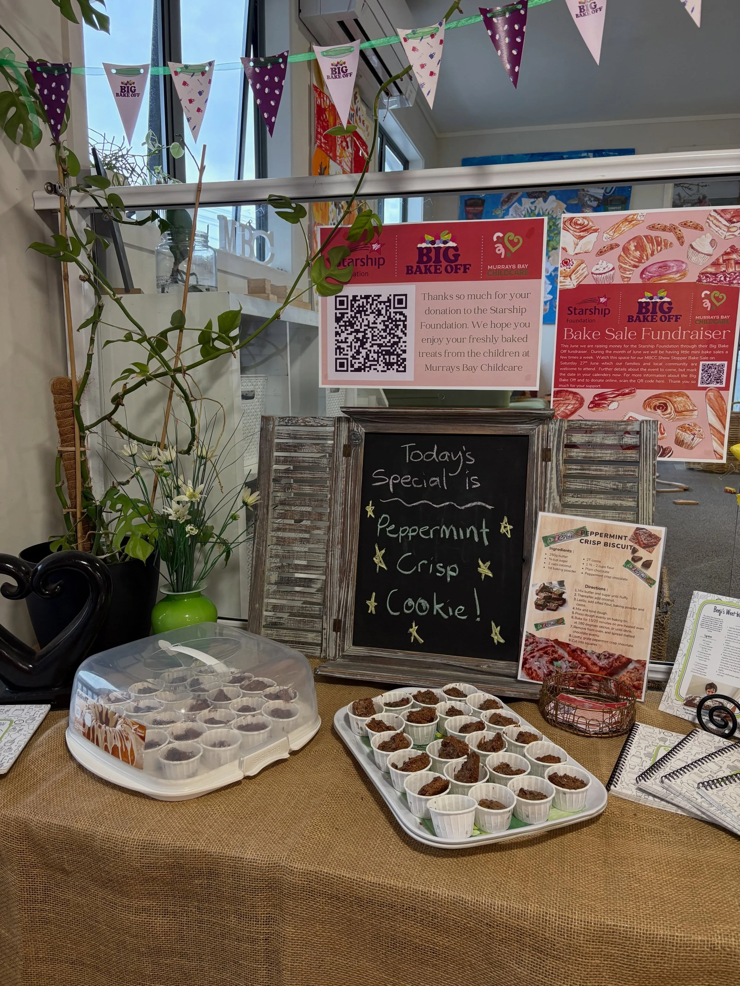 Today we made our first bake for the @starshipfoundation #bigbakeoff&hellip;. Zakia and Palak and the children baked Zakia&rsquo;s delicious Peppermint Crisp Cookie 🍪.This is on offer at pick up time to purchase with all proceeds going to the Starsh