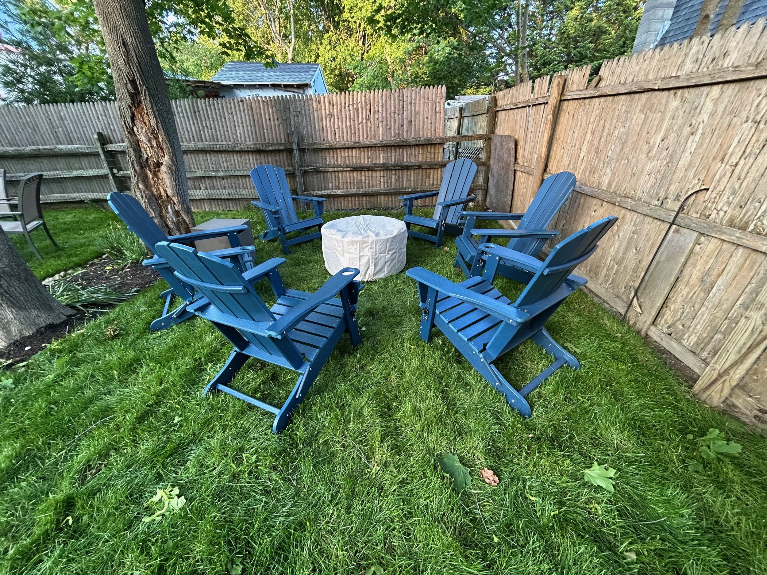 Fire Pit and Adirondack Chairs