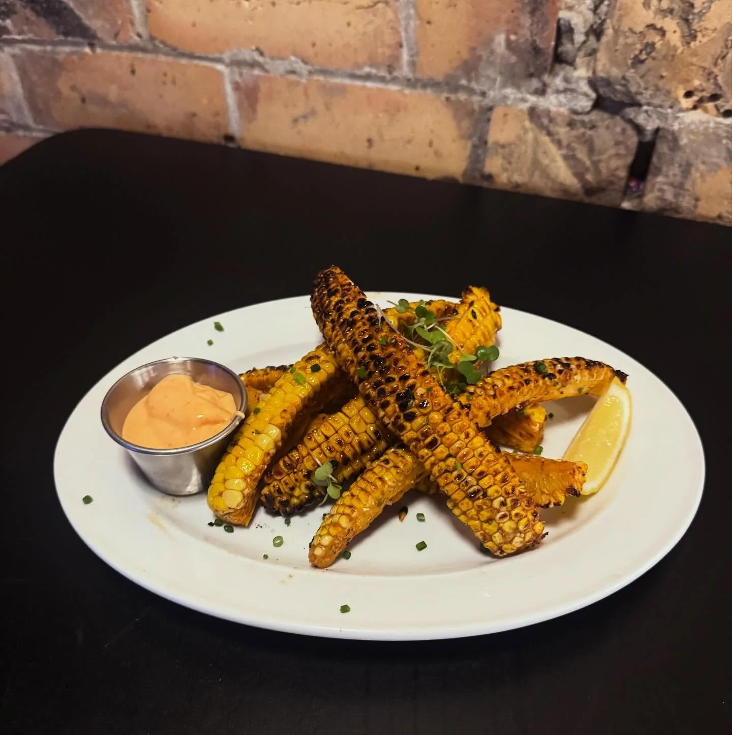 NEW SPECIAL - Corn Ribs

Sweet, with just the right kick.
Tossed in spice, charred till golden, finished with garlic butter &amp; served with a side of sriracha aioli.

Available from today.