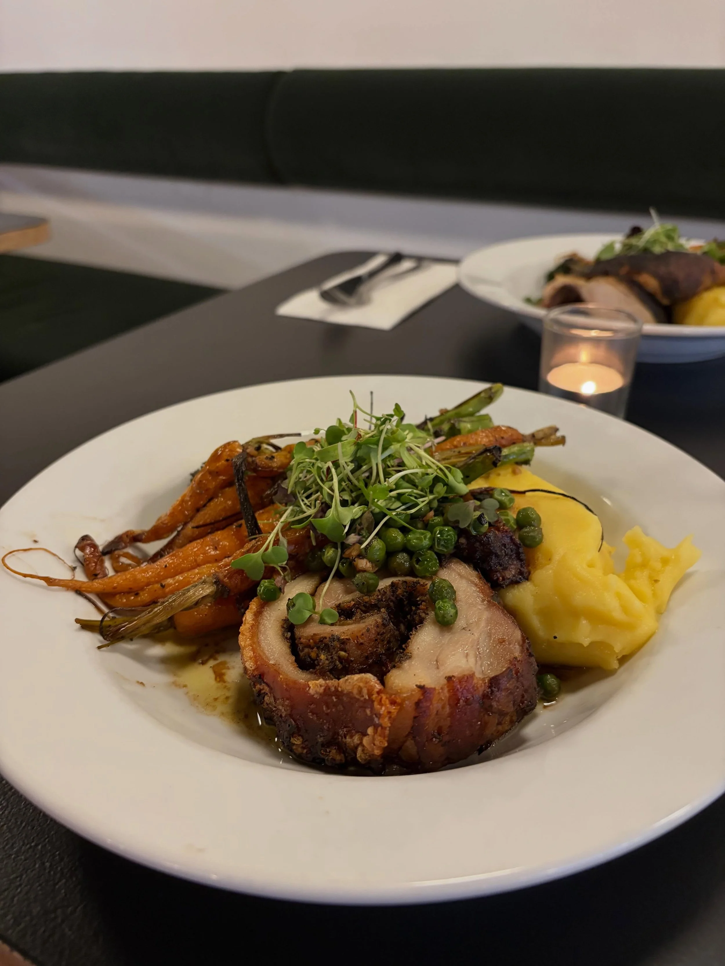 The Sunday Roast is back every Sunday from 11AM.

Choose from slow-cooked sliced porchetta with apple sauce or a quarter roast chicken, served with mashed potatoes, minted peas, honey &amp; dukkah roasted baby carrots, broccolini and gravy ~ $25.

Wi