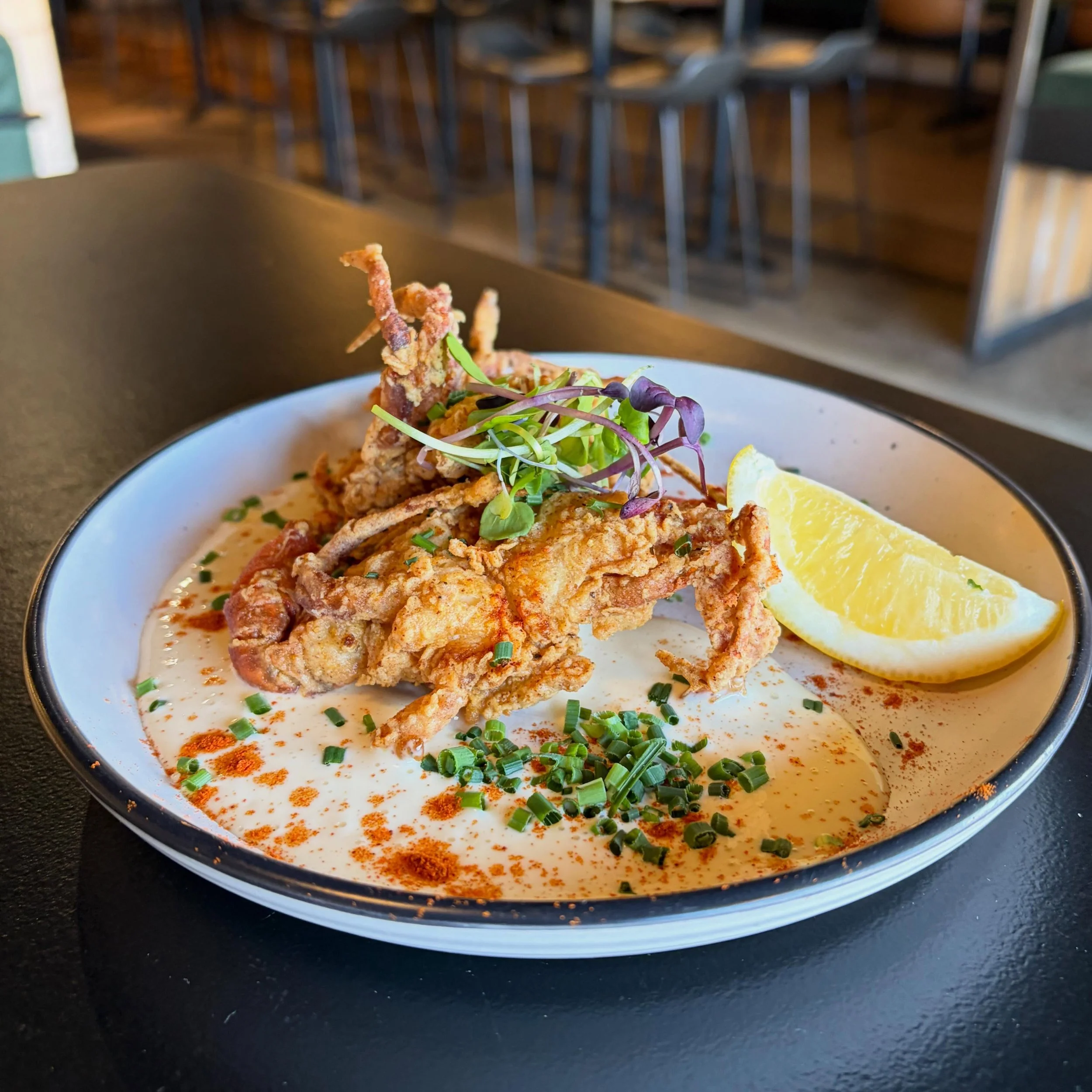 New Special Alert ‼️

Crispy soft shell crab, lightly coated in seasoned breadcrumb flour and fried to golden perfection. Served with a vibrant yuzu mayonnaise, balancing rich crunch with bright citrus notes.

Available from today, everyday.