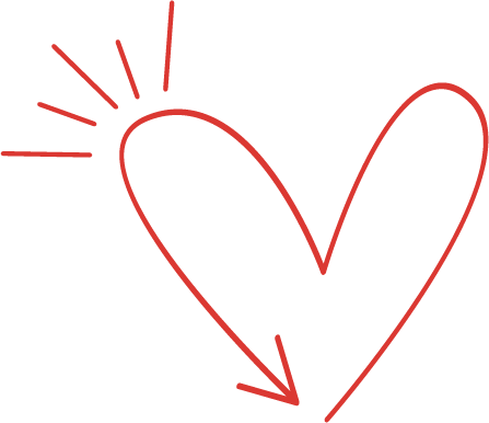 A red neon heart with rays emanating from the top left side.