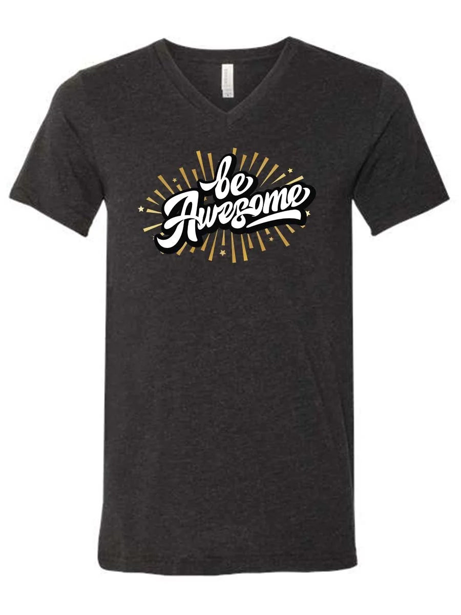 Be AWESOME - Black Heather Vneck.jpg