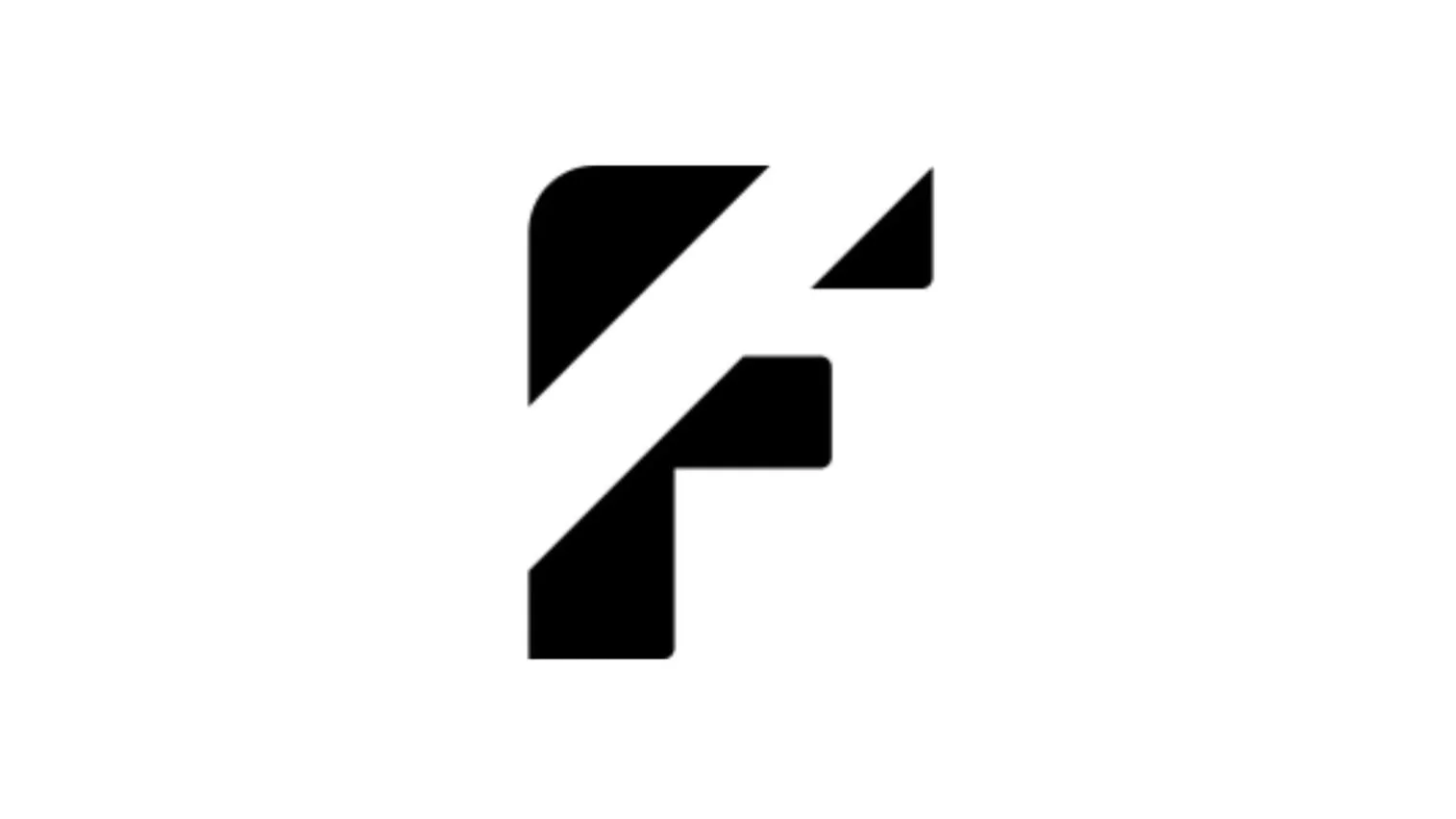 Black and white abstract geometric shape with sharp angles and straight lines.