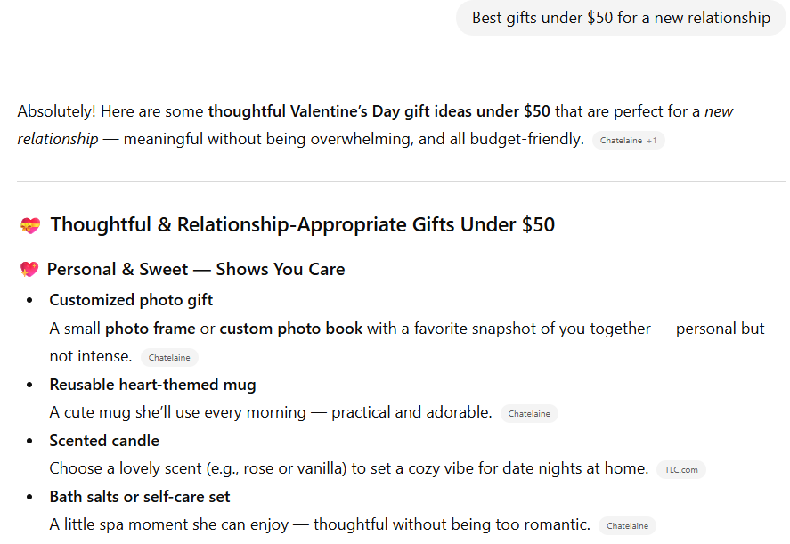 ChatGPT Valentine's ideas