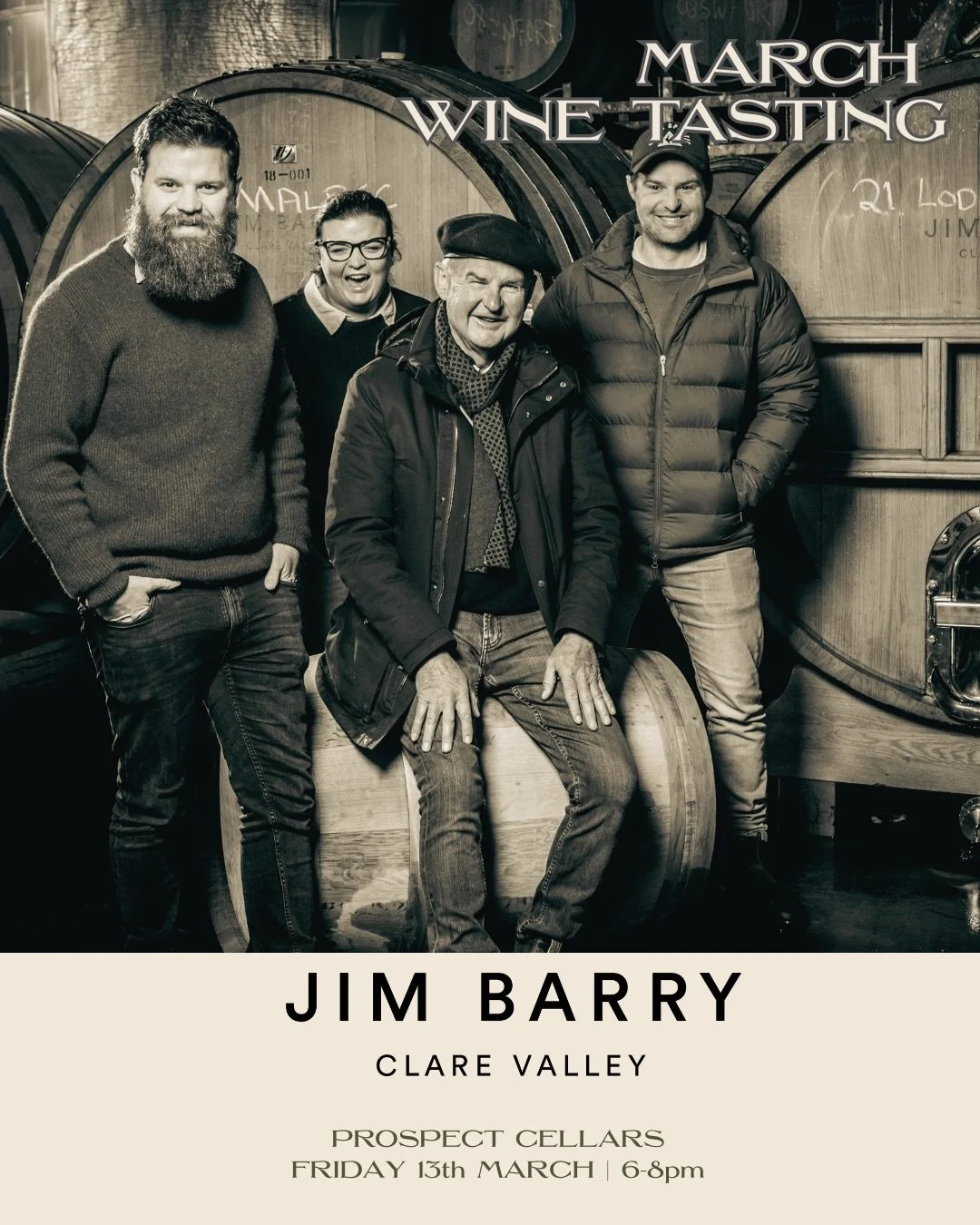 🍷 March Wine Tasting @ Prospect Cellars 🍷
⏰ 6&ndash;8pm | Friday 13 March

This month&rsquo;s tasting is a special one. We&rsquo;re celebrating International Riesling Day with none other than Jim Barry Wines, one of the true icons of Clare Valley R