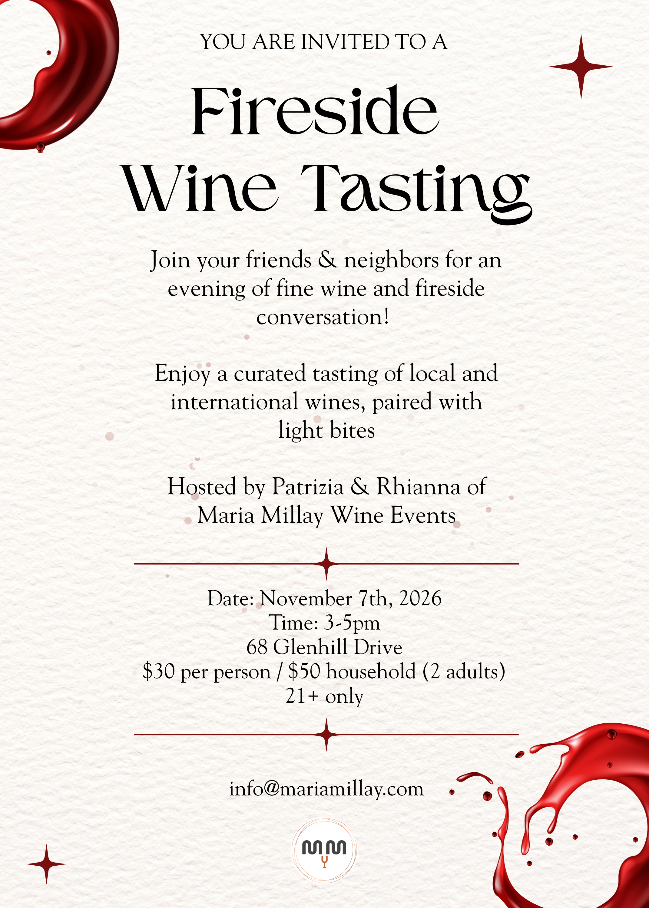 Fireside Wine Tasting