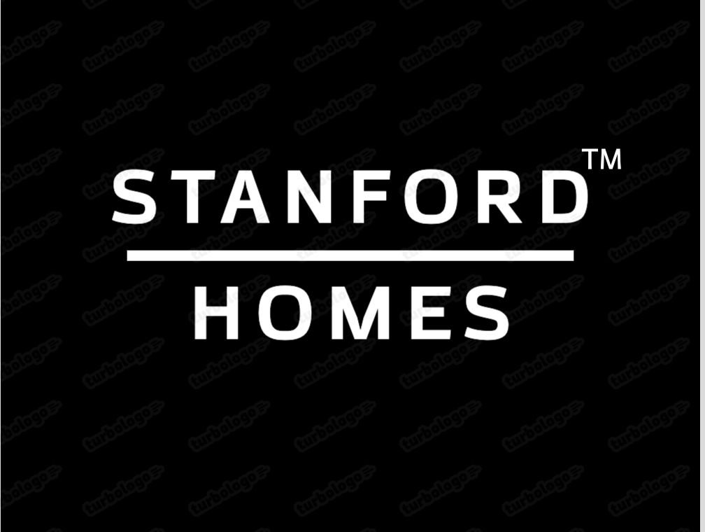 Logo of Stanford Homes with black background and white text.