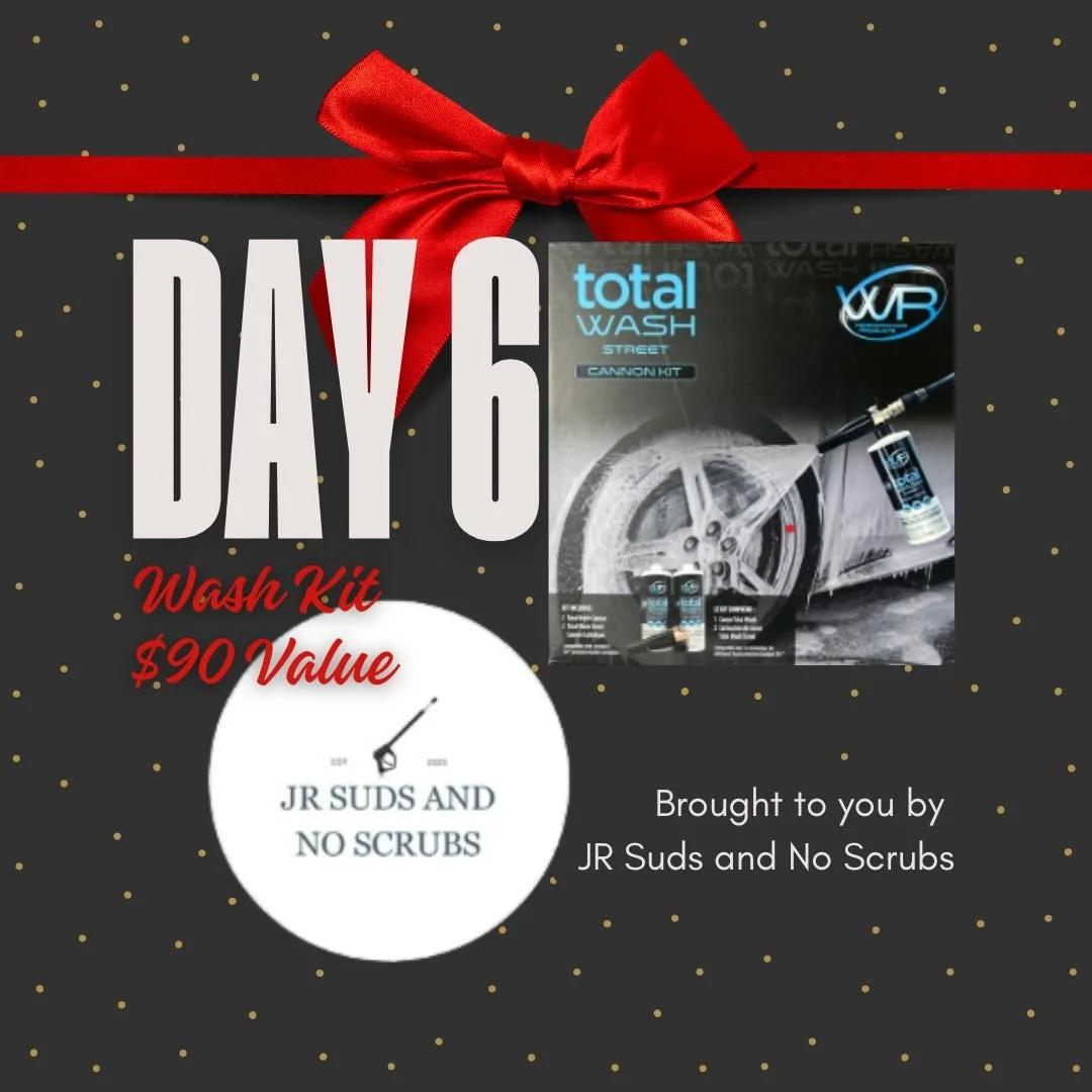 Welcome to Day 6 of our Christmas Giveaway brought to you by 
🫧JR Suds NO Scrubs 🫧

Today&rsquo;s prize is a car wash cannon kit valued at $90! 

JR Suds NO Scrubs is a new family-run business. JR is a dealer for the acclaimed WR Performance Produc