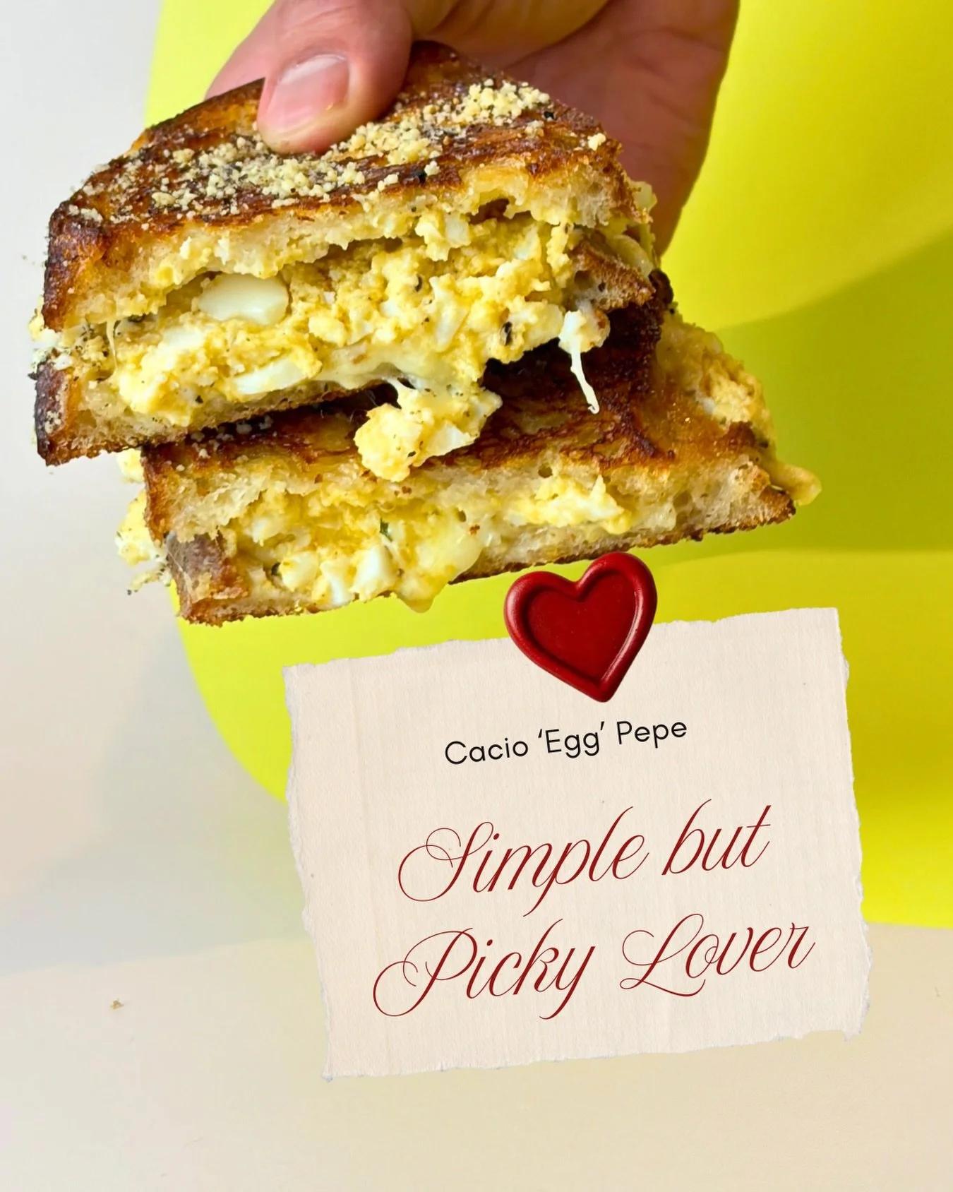 What type of lover are you based on your toastie choice? 

Cacio &ldquo;Egg&rdquo; Pepe ❤️ For the lover who keeps it simple and gets it right. They do not need a long menu. They know what works and they stick to it. Peppery, rich, and straight to th