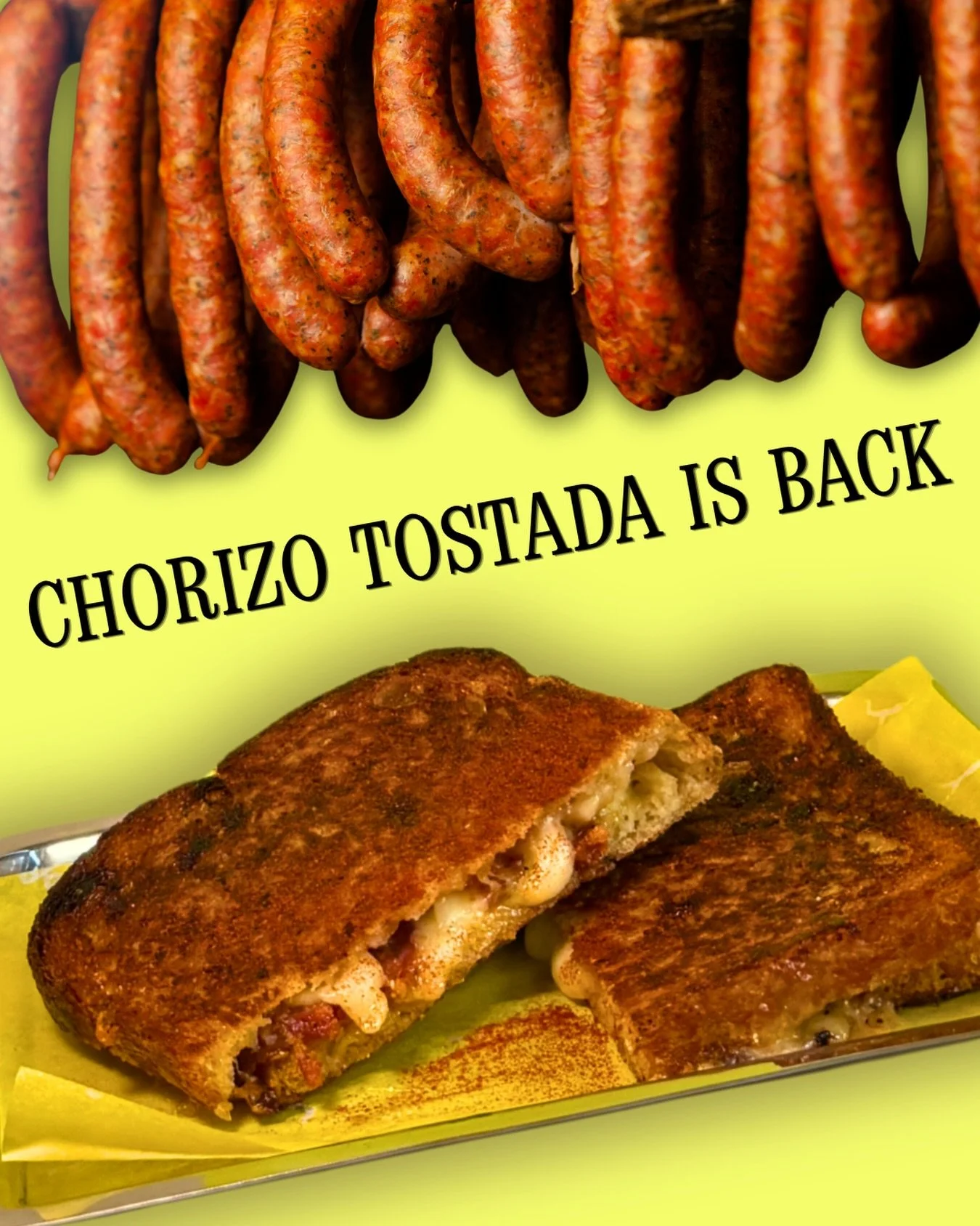 The office lunch hero has returned.
Golden&rsquo;s Chorizo Tostada is back. Smoky chorizo, molten cheese, crunchy toasted sourdough, and enough flavour to make your sad desk lunch jealous. 🌶️🧀

Back for the colder months.
Get in before someone from