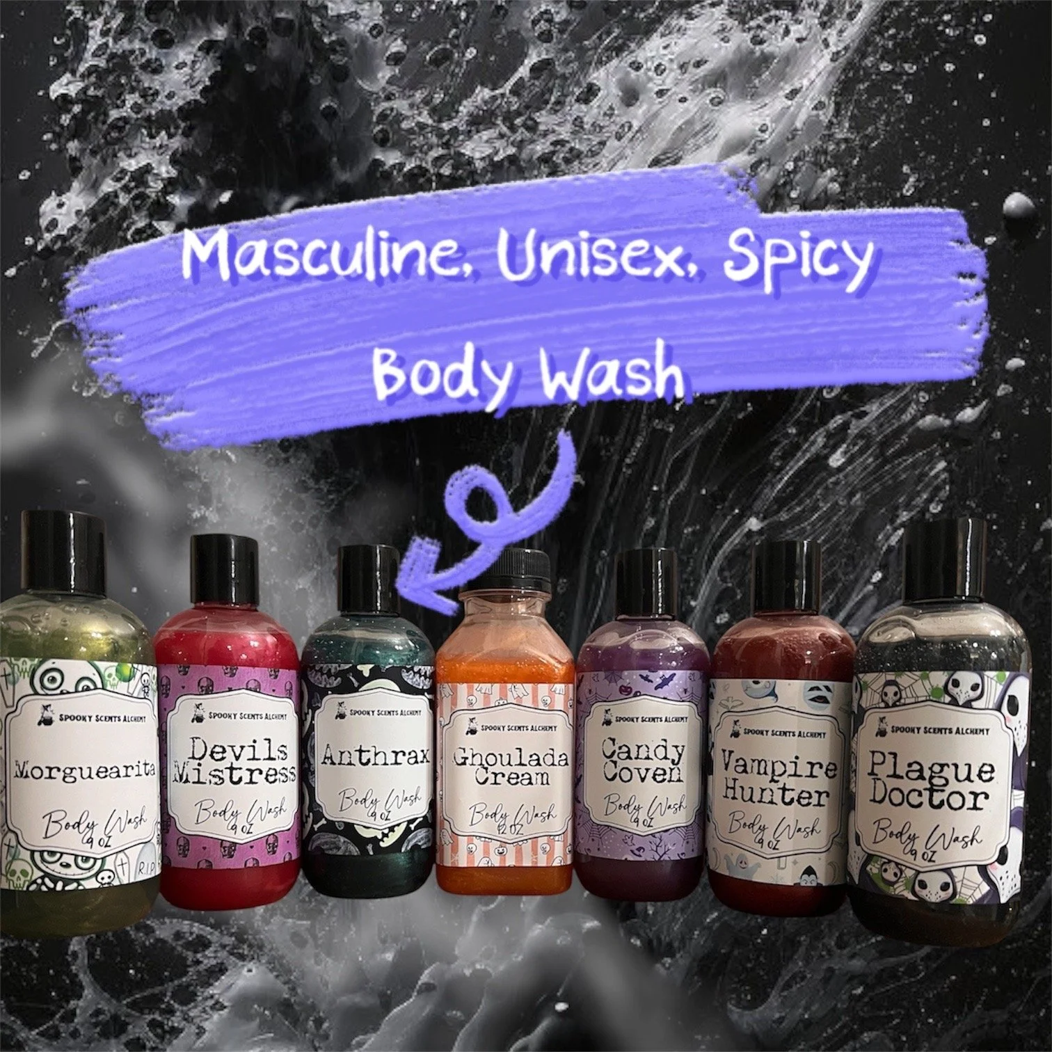 Masculine Scented Body Wash | Unisex Gothic Shower Gel