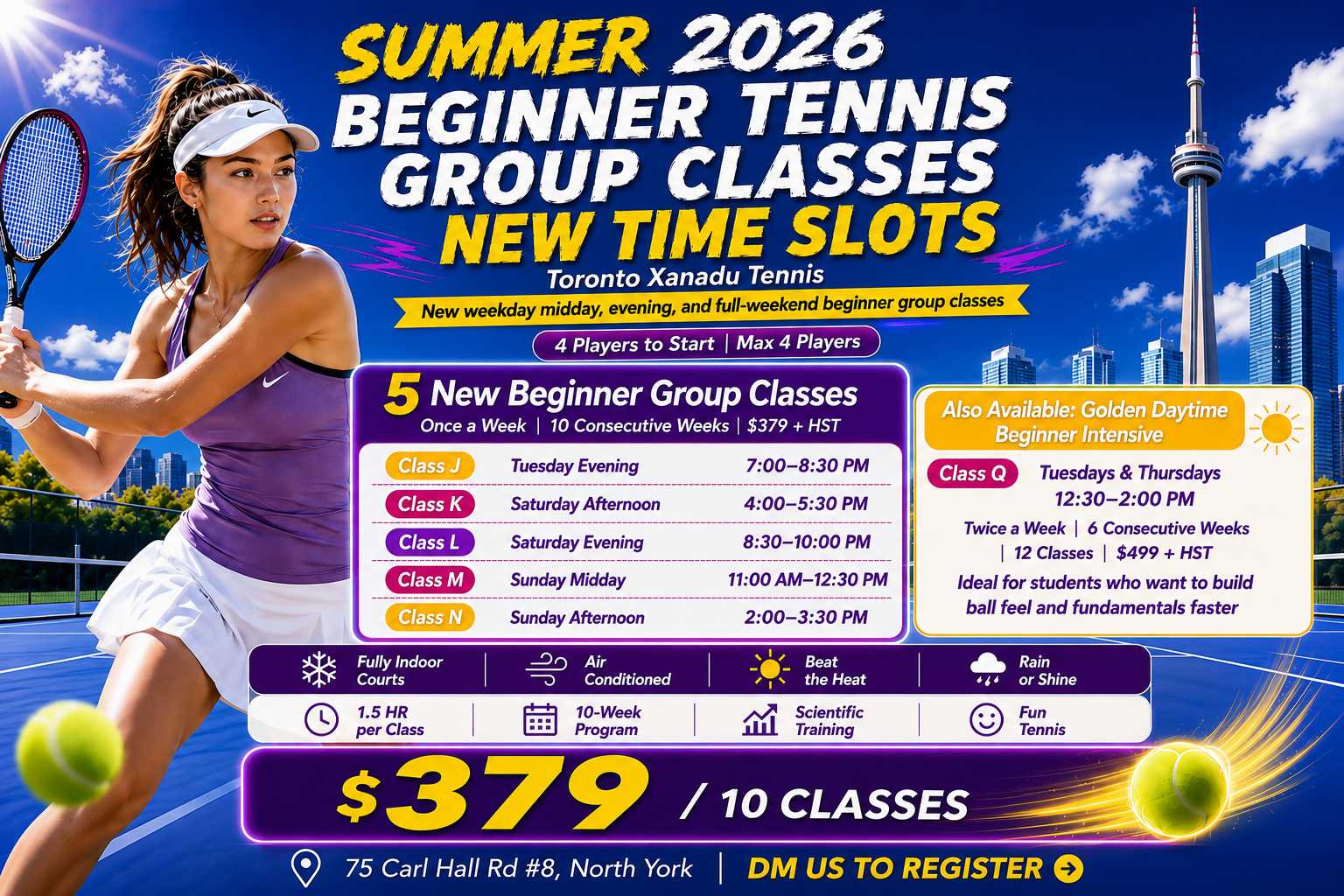2026 Summer Beginner Tennis Academy - NEW Slots Available！！