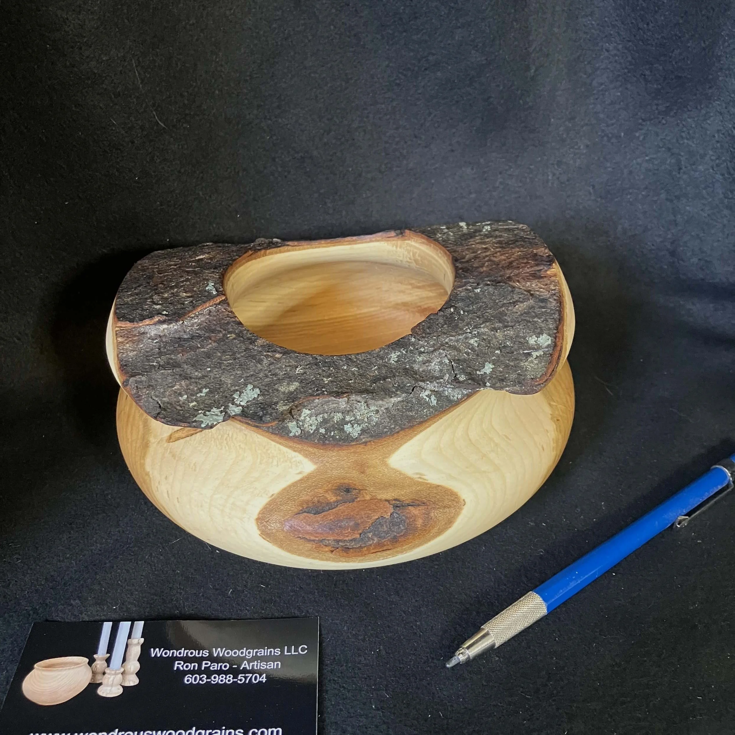 Handcrafted Black Cherry Live Edge Bowl with Handles