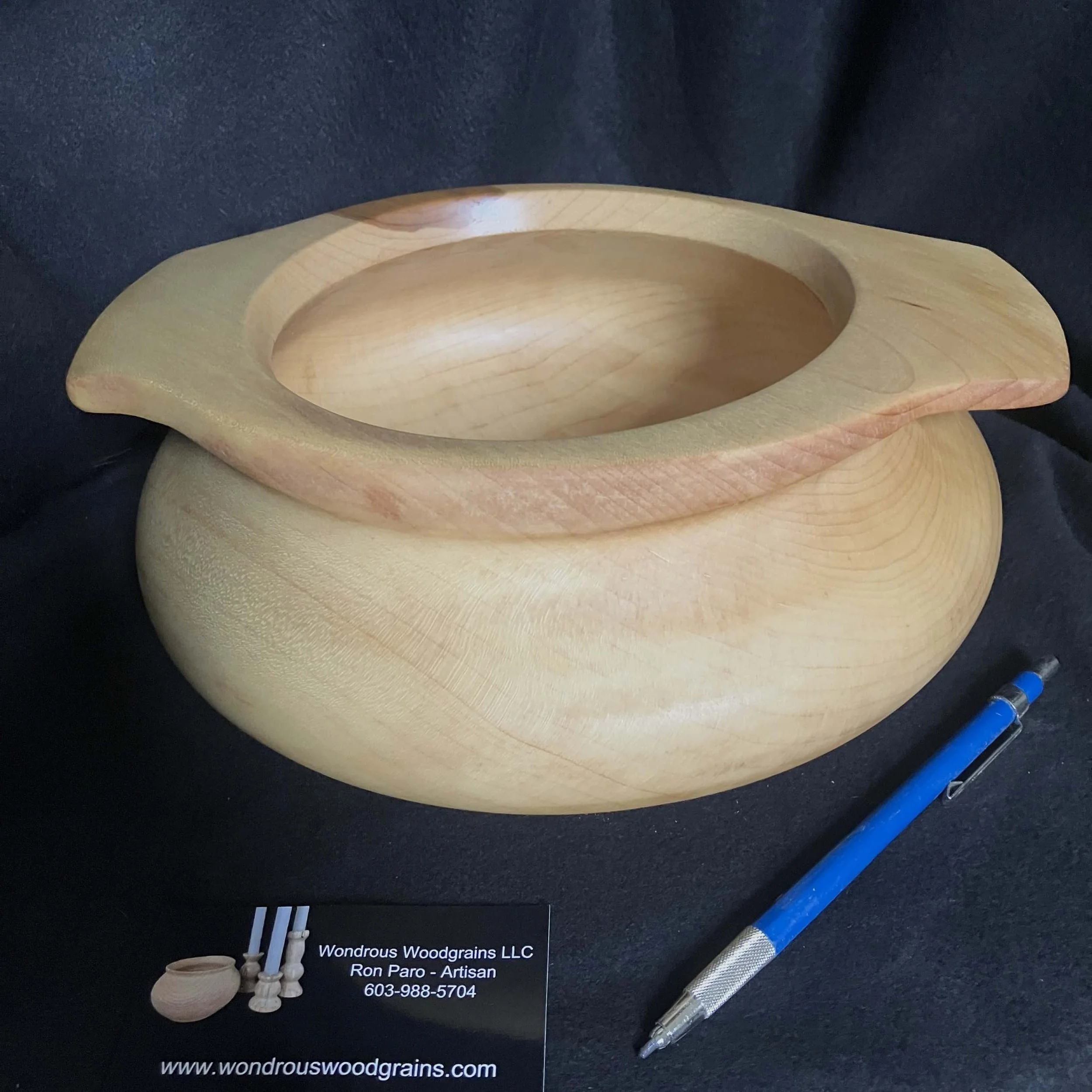 Handcrafted Red Maple Bowl with Handles