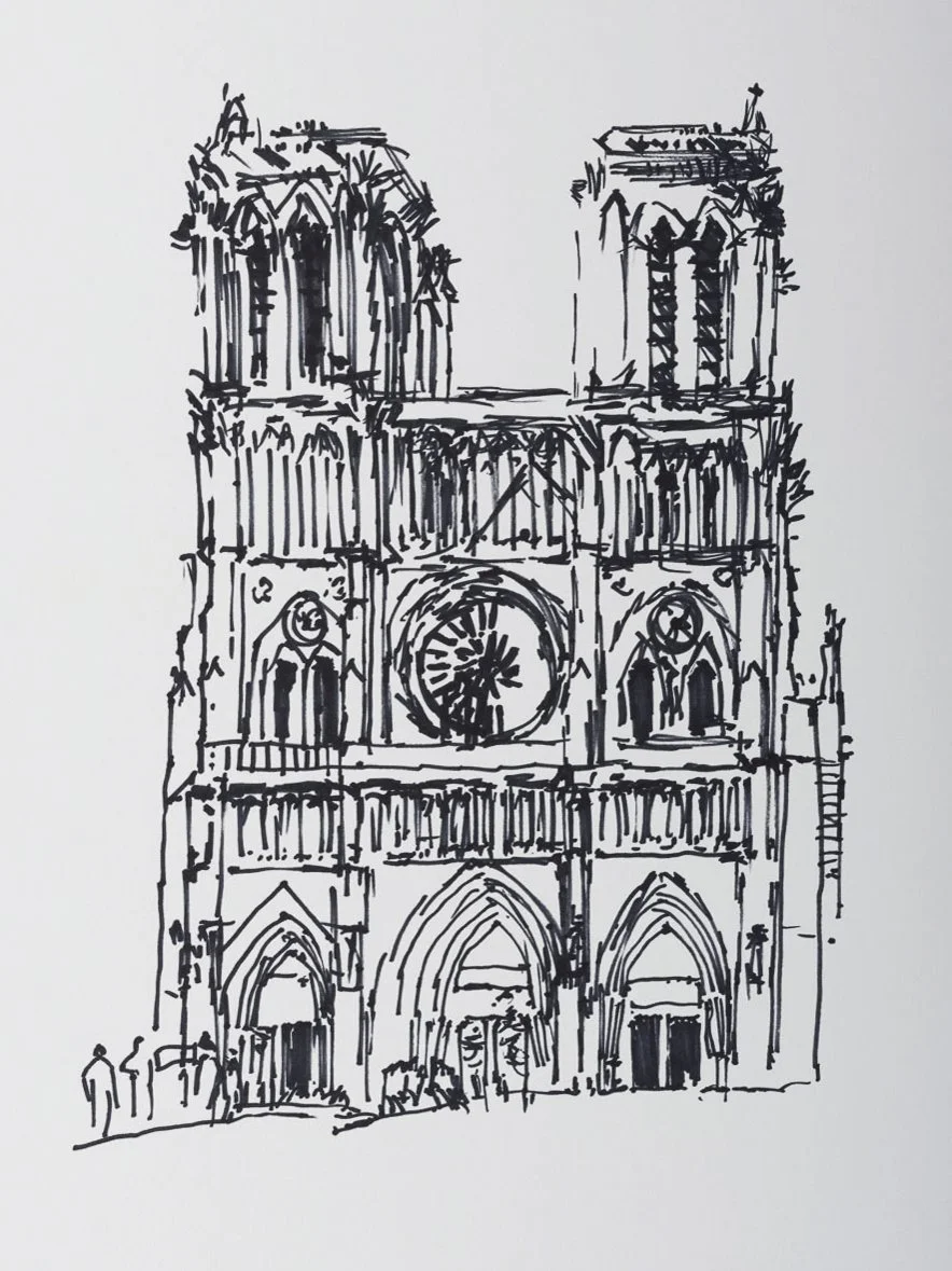 Maria Ogrydziak Notre Dame (Paris Series) Pen on paper