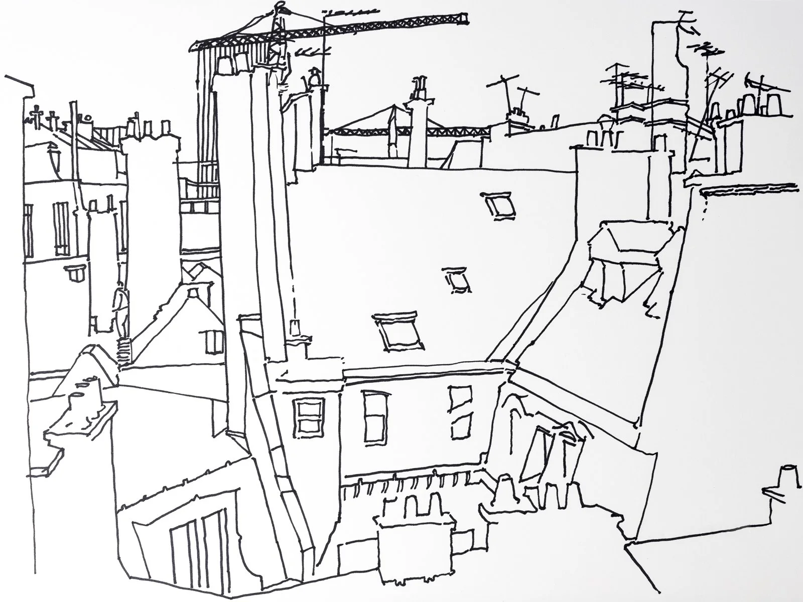 Maria Ogrydziak Rooftops (Paris Series) Pen on paper