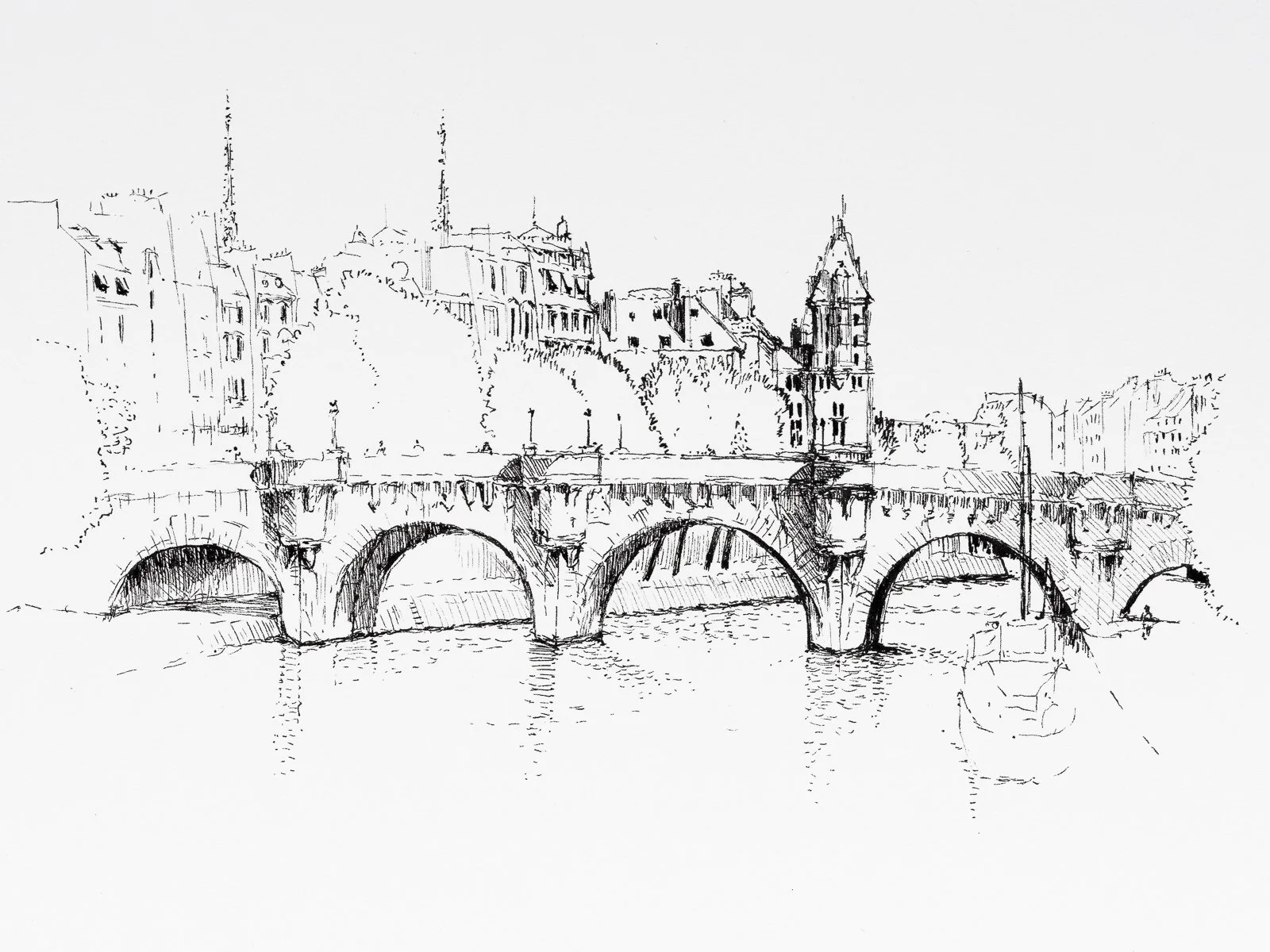Maria Ogrydziak Pont Neuf (Paris Series) Pen on paper