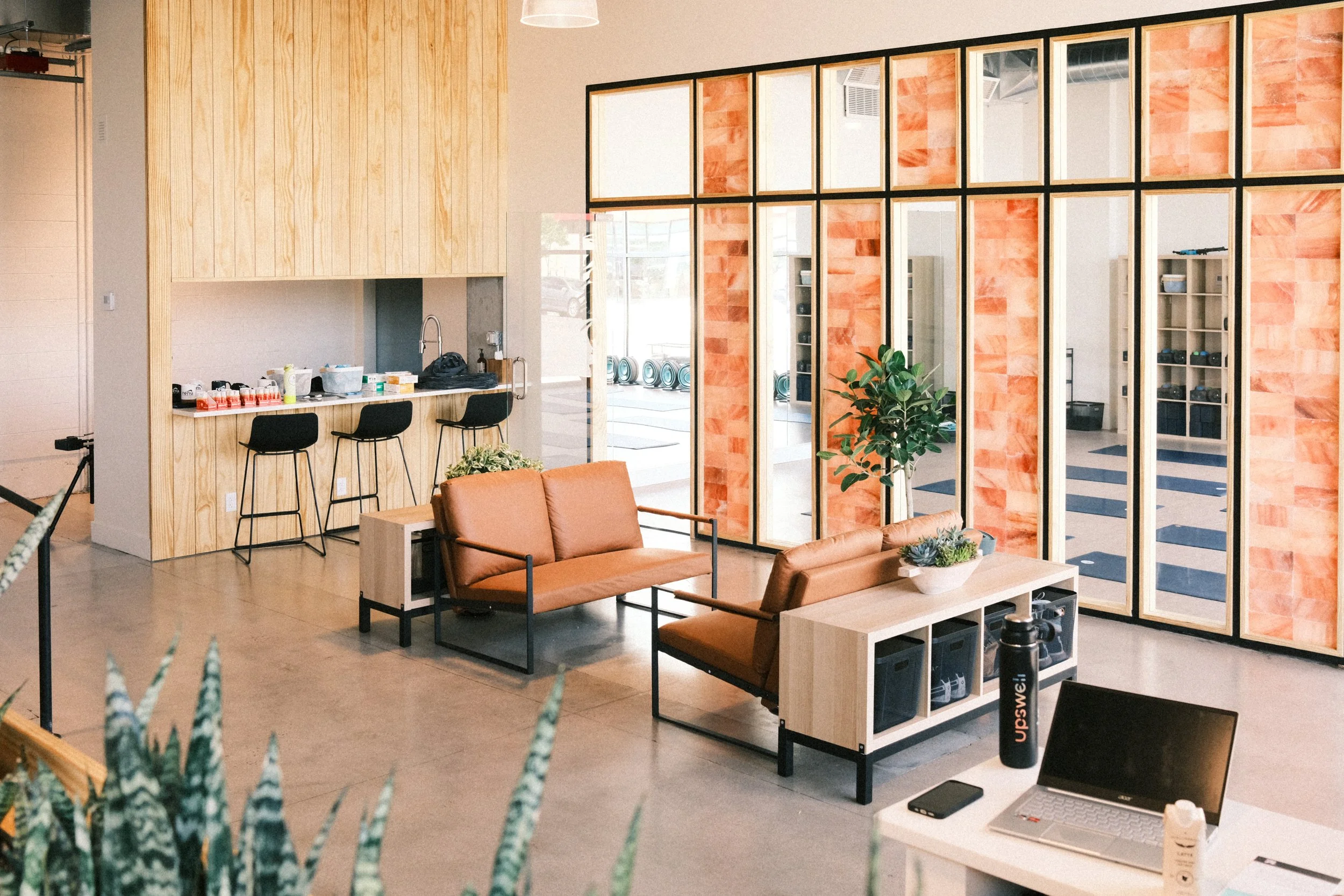 Lobby of wellness club in Central Park neighborhood of DenverDenver