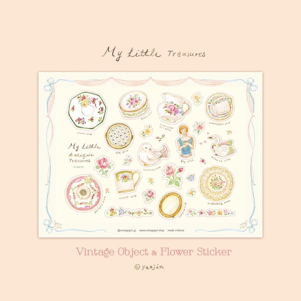 Vintage object& Flower Sticker