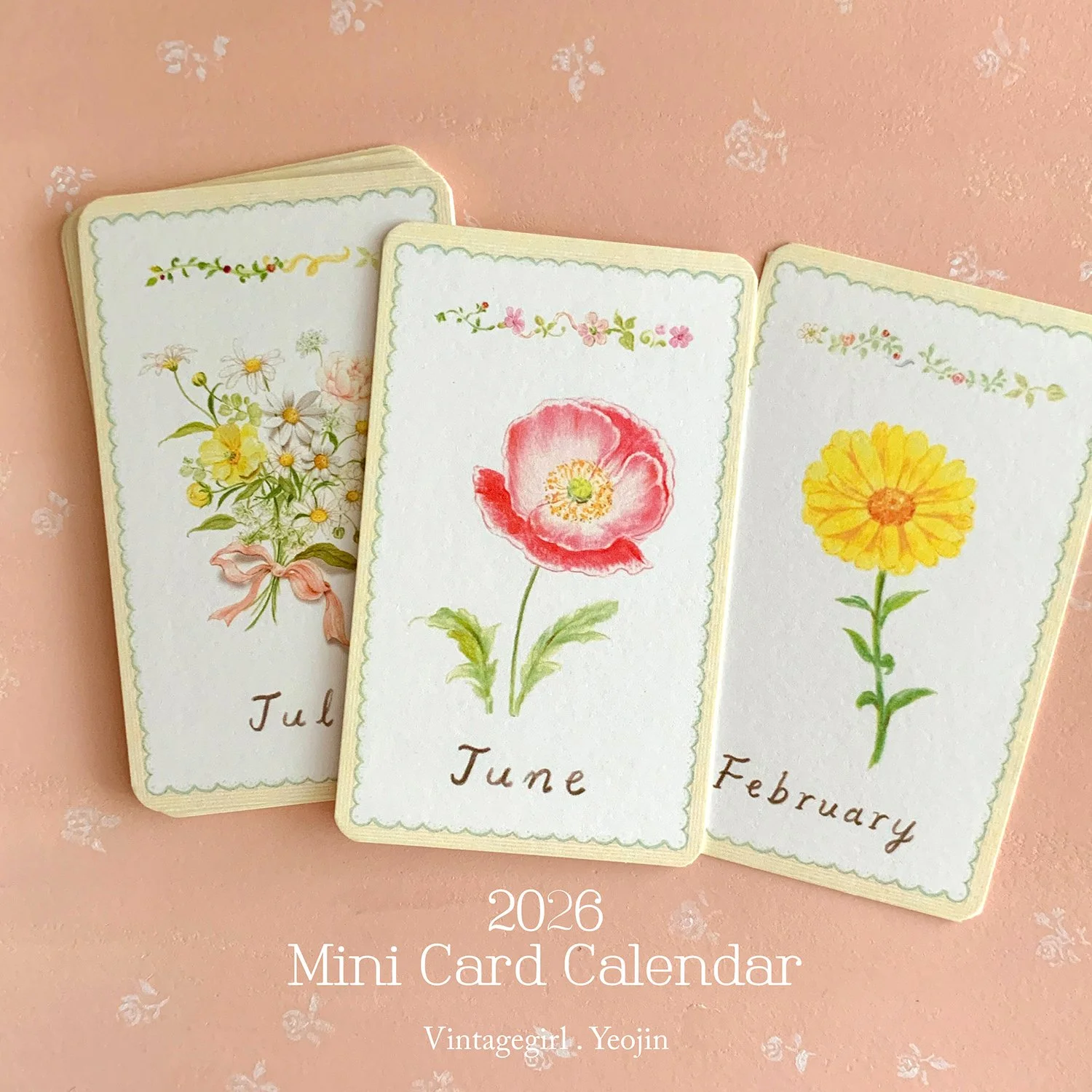 2026 Mini Card Flowers Calendar
