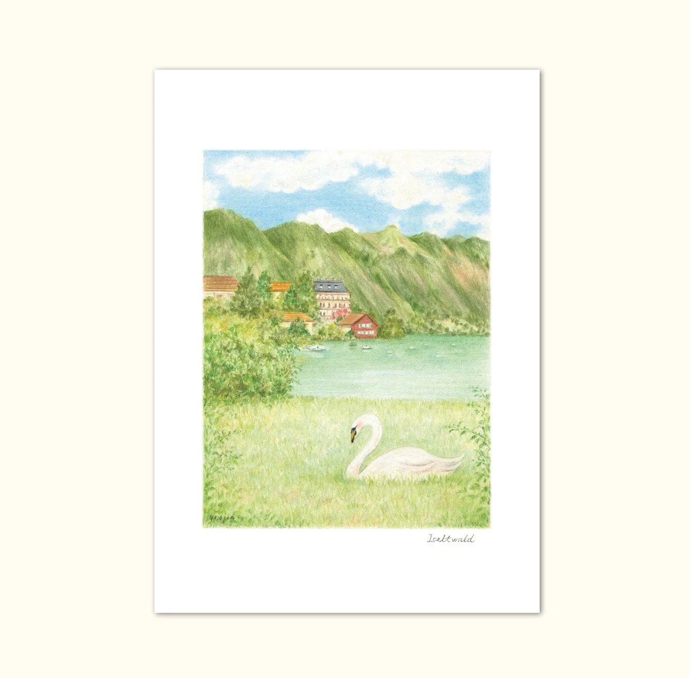 Swan in Iseltwald, Switzerland Art Print