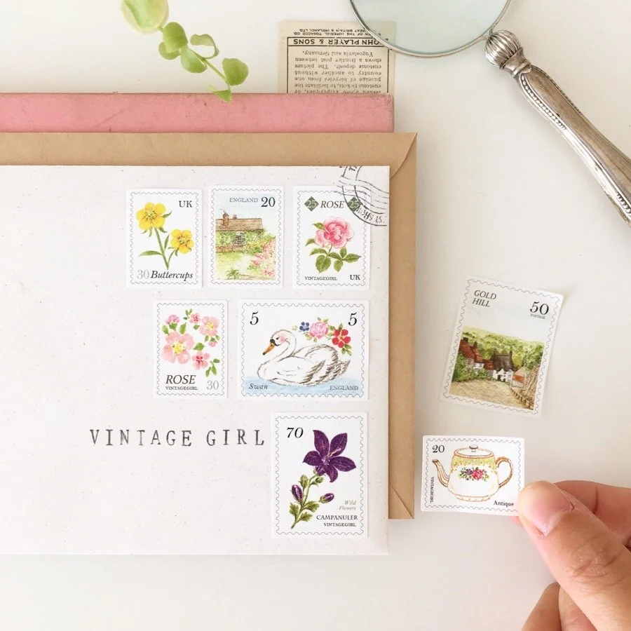 Vintagegirl Travel Stamp Stickers