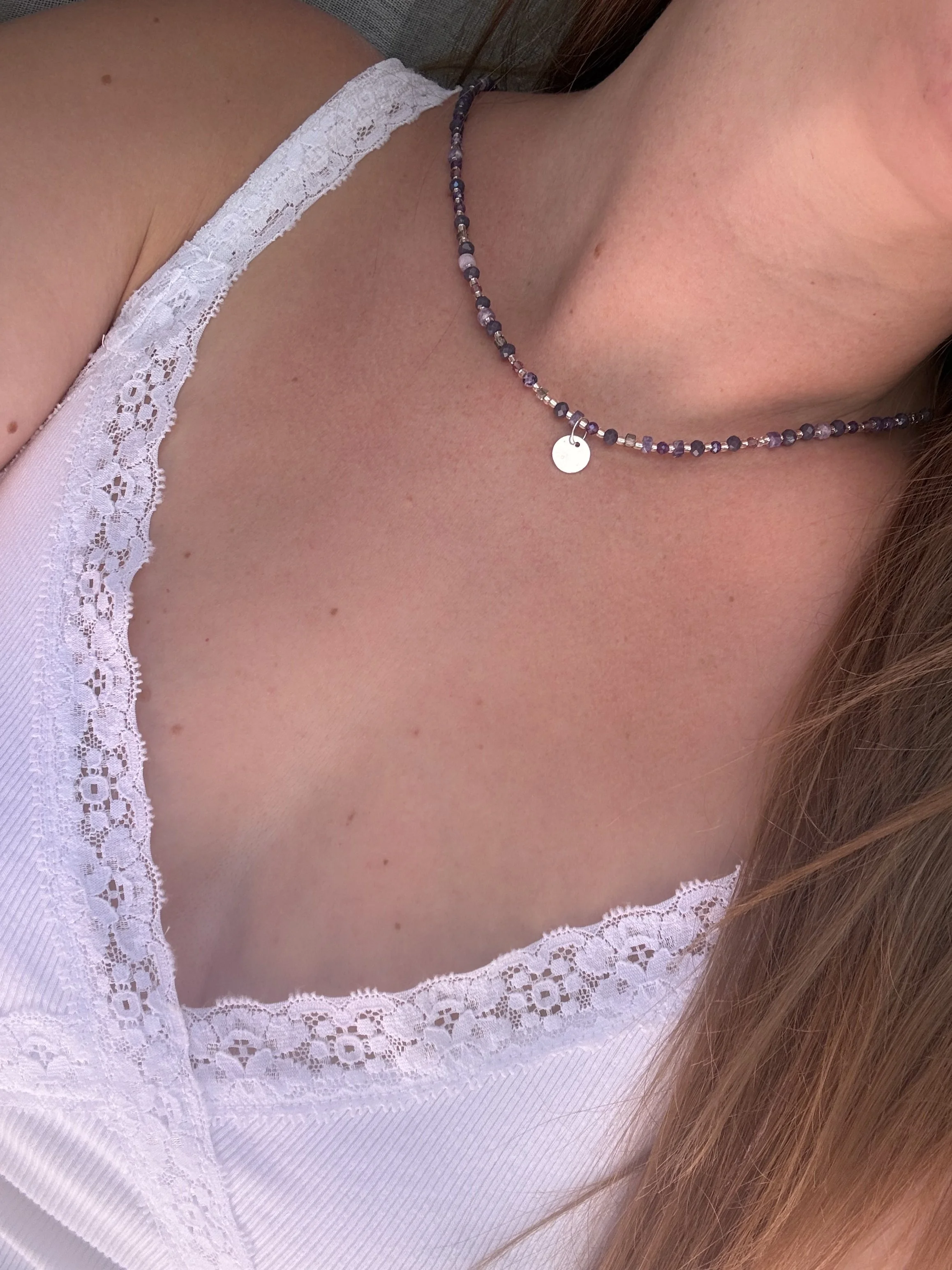 Asha - Sterling Silver, Amethyst and Smokey Quartz Necklace