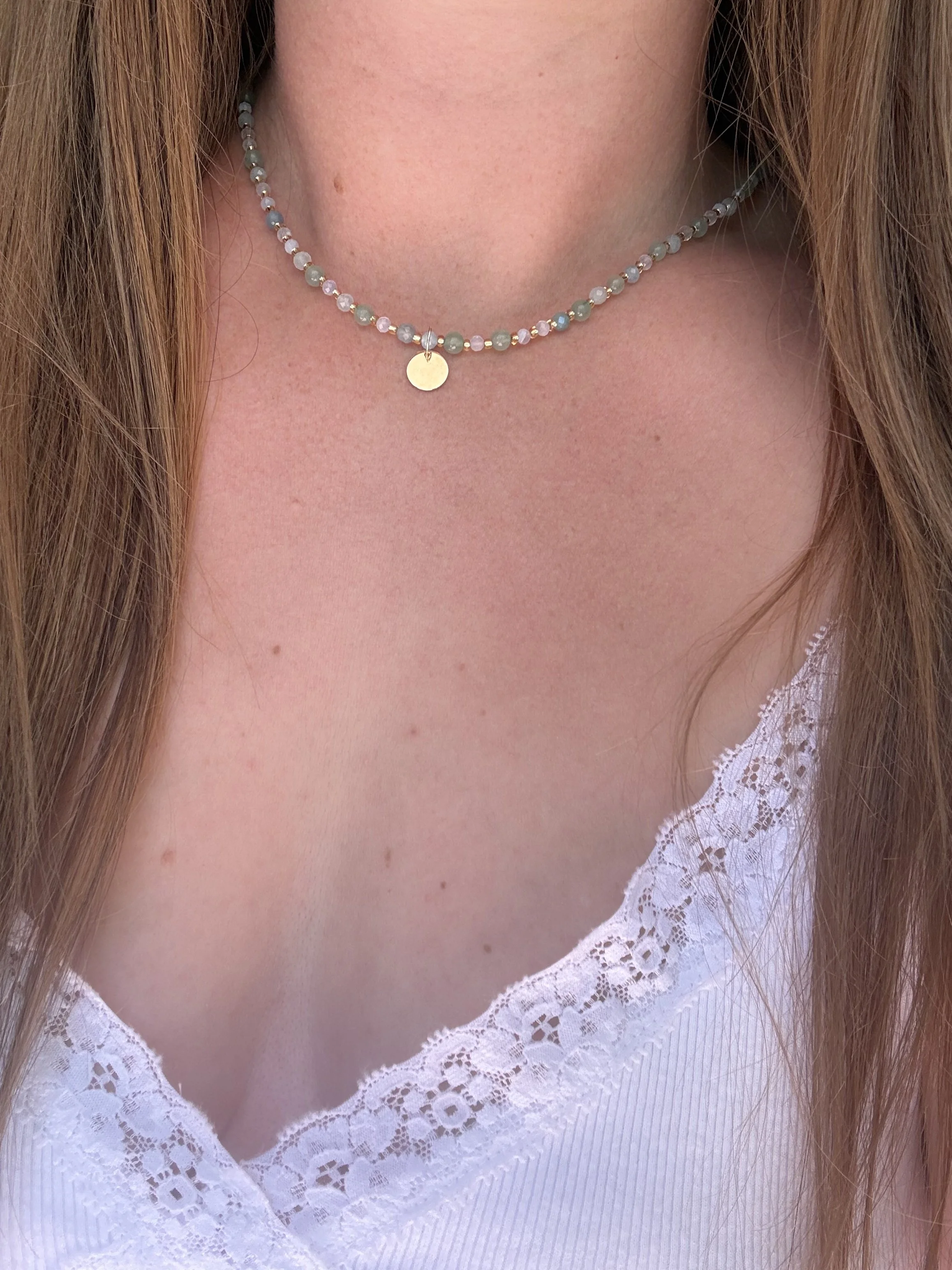 Millie - 14k GF Aquamarine and Morganite Necklace